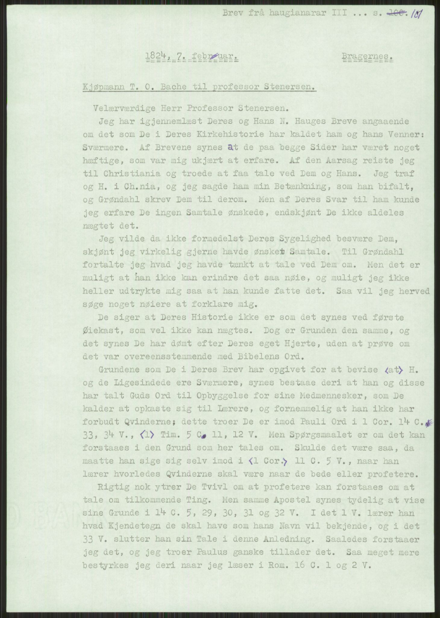 Samlinger til kildeutgivelse, Haugianerbrev, AV/RA-EA-6834/F/L0003: Haugianerbrev III: 1822-1826, 1822-1826, p. 101