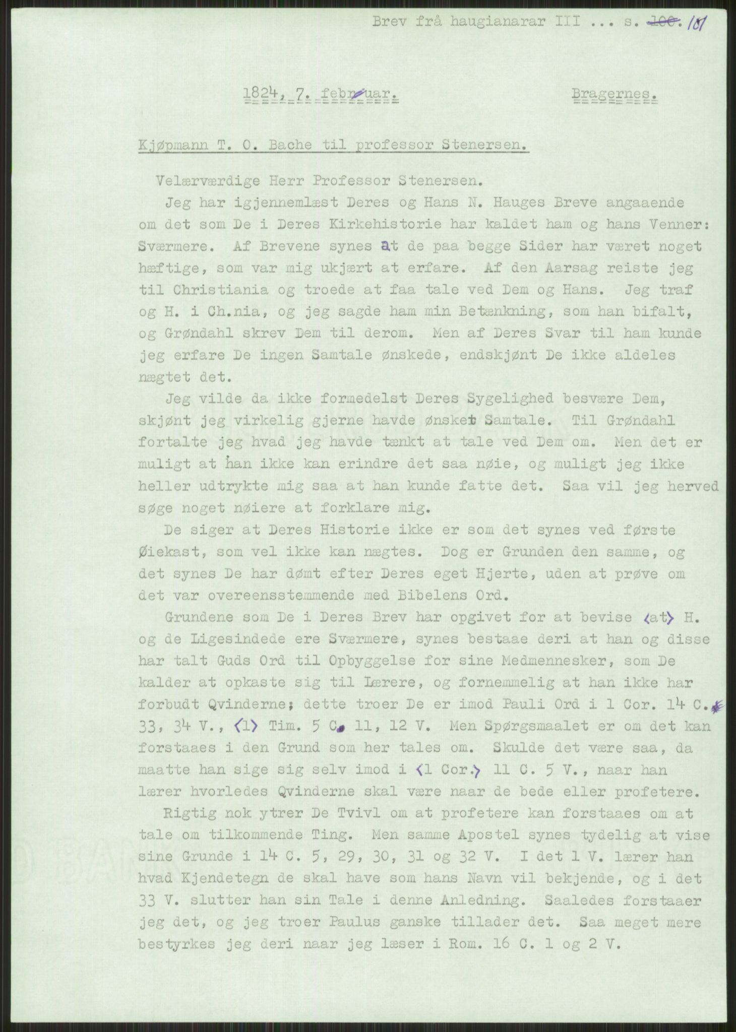 Samlinger til kildeutgivelse, Haugianerbrev, RA/EA-6834/F/L0003: Haugianerbrev III: 1822-1826, 1822-1826, p. 101