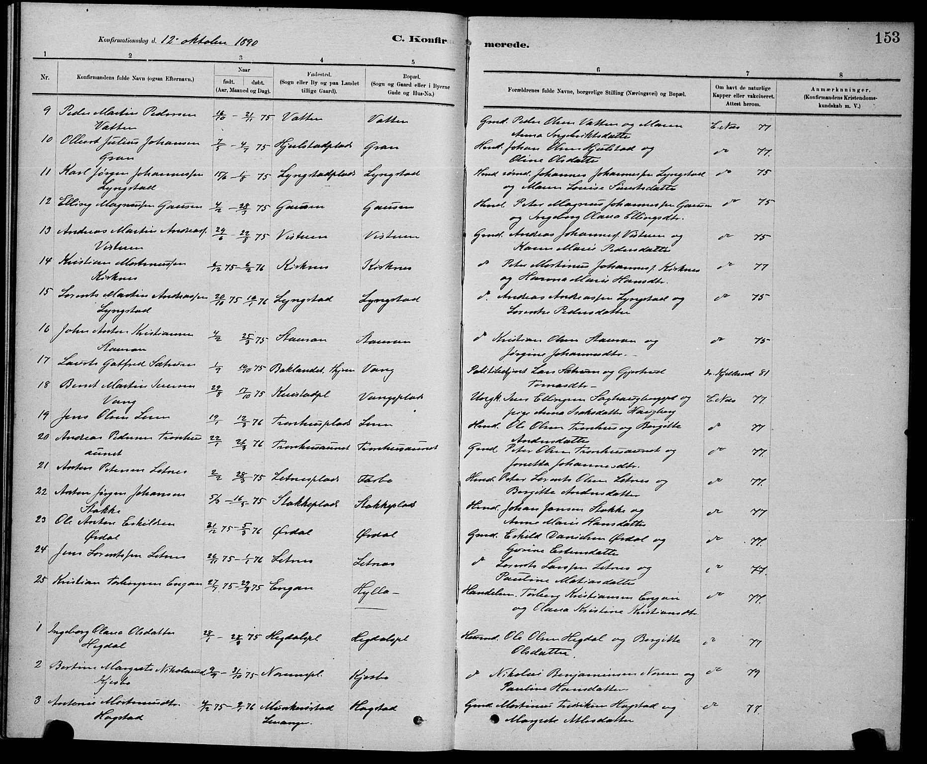 Ministerialprotokoller, klokkerbøker og fødselsregistre - Nord-Trøndelag, SAT/A-1458/730/L0301: Parish register (copy) no. 730C04, 1880-1897, p. 153