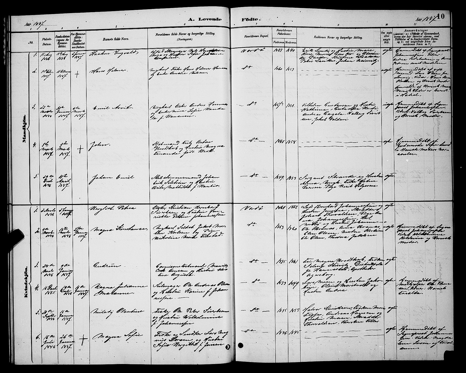 Vardø sokneprestkontor, SATØ/S-1332/H/Hb/L0005klokker: Parish register (copy) no. 5, 1887-1892, p. 10
