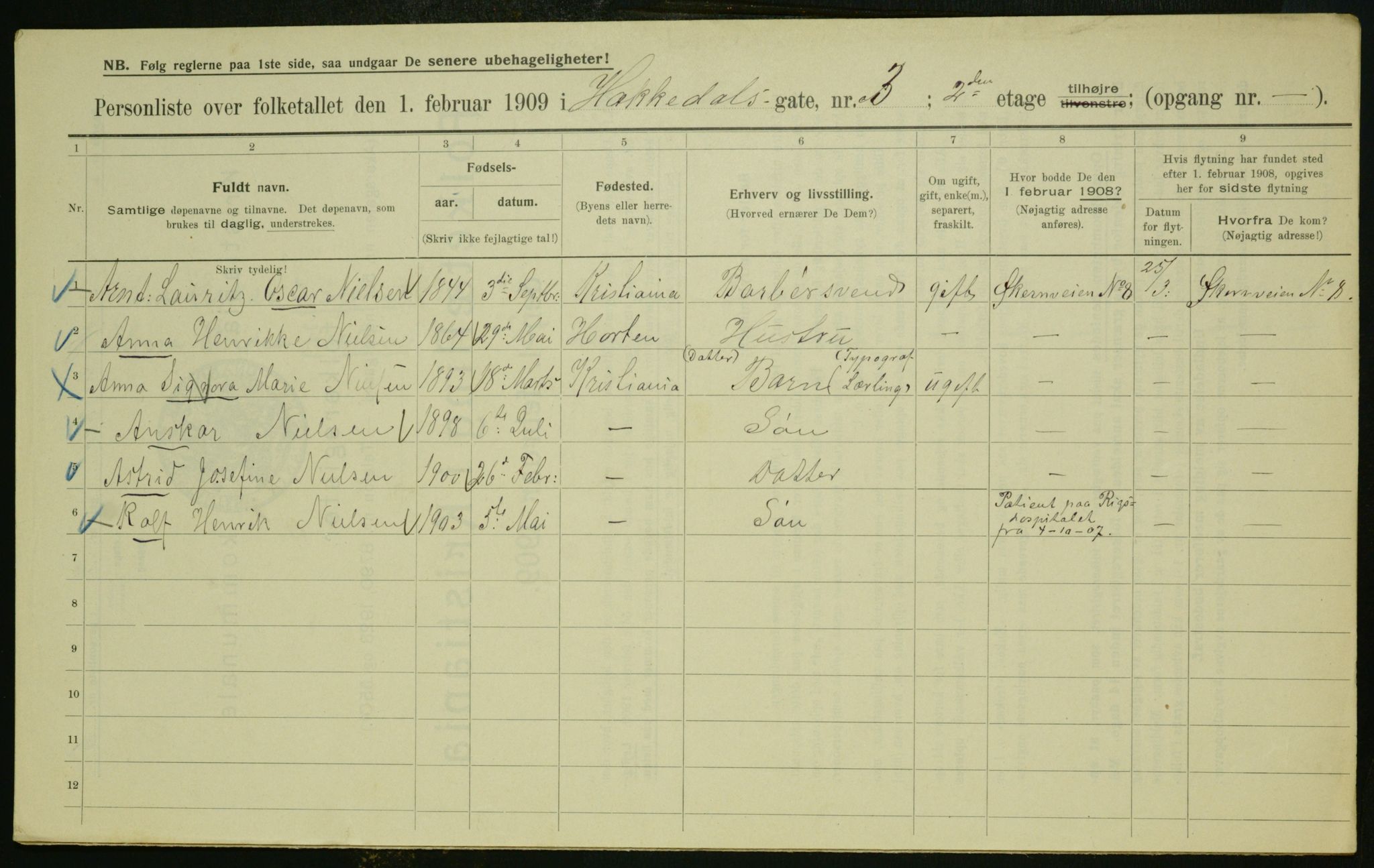 OBA, Municipal Census 1909 for Kristiania, 1909, p. 21869