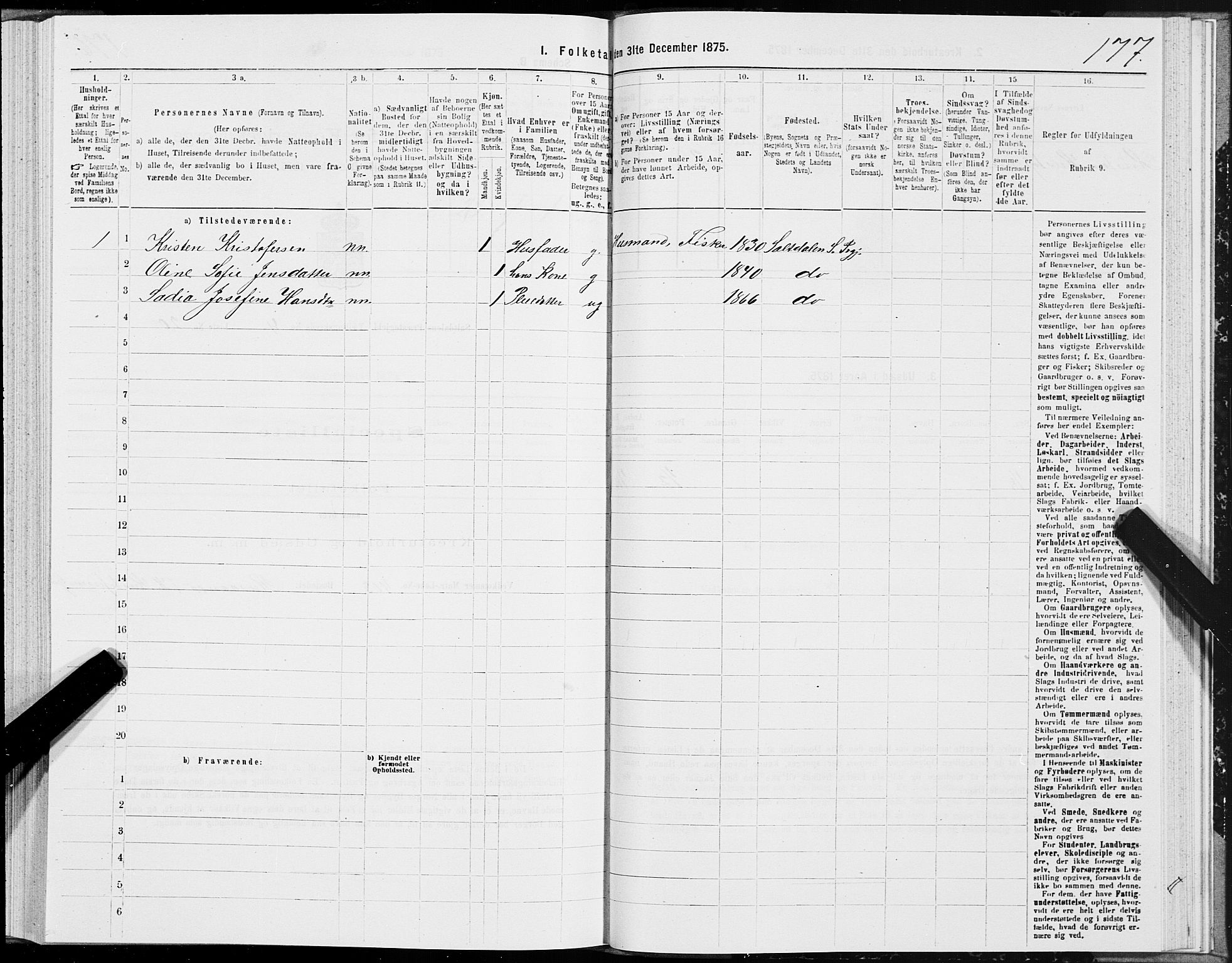 SAT, 1875 census for 1840P Saltdal, 1875, p. 2177
