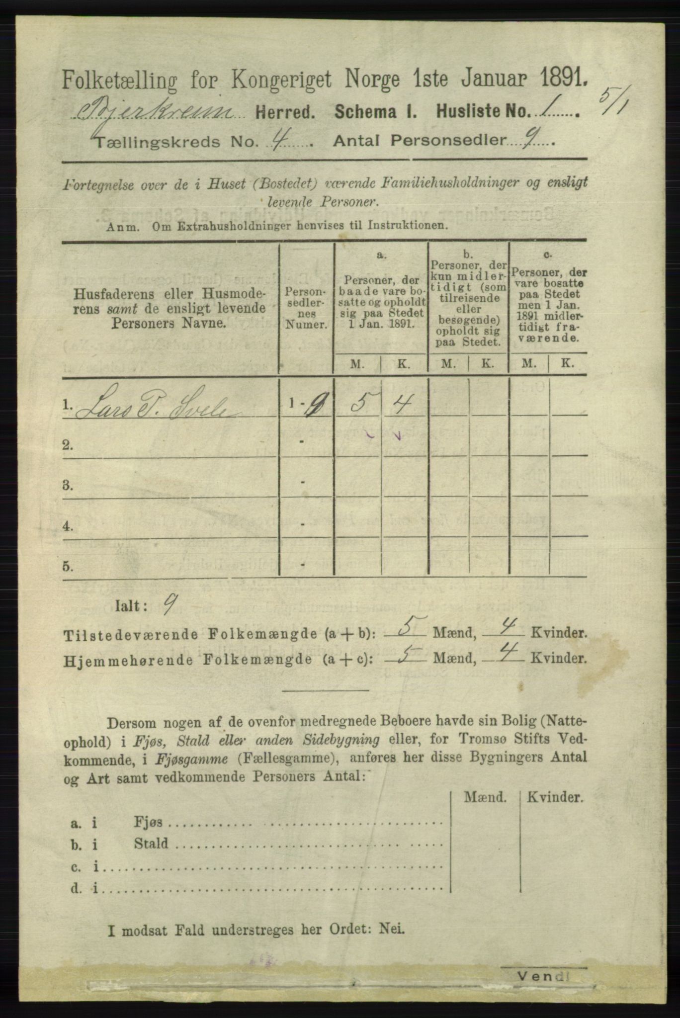 RA, 1891 census for 1114 Bjerkreim, 1891, p. 1162