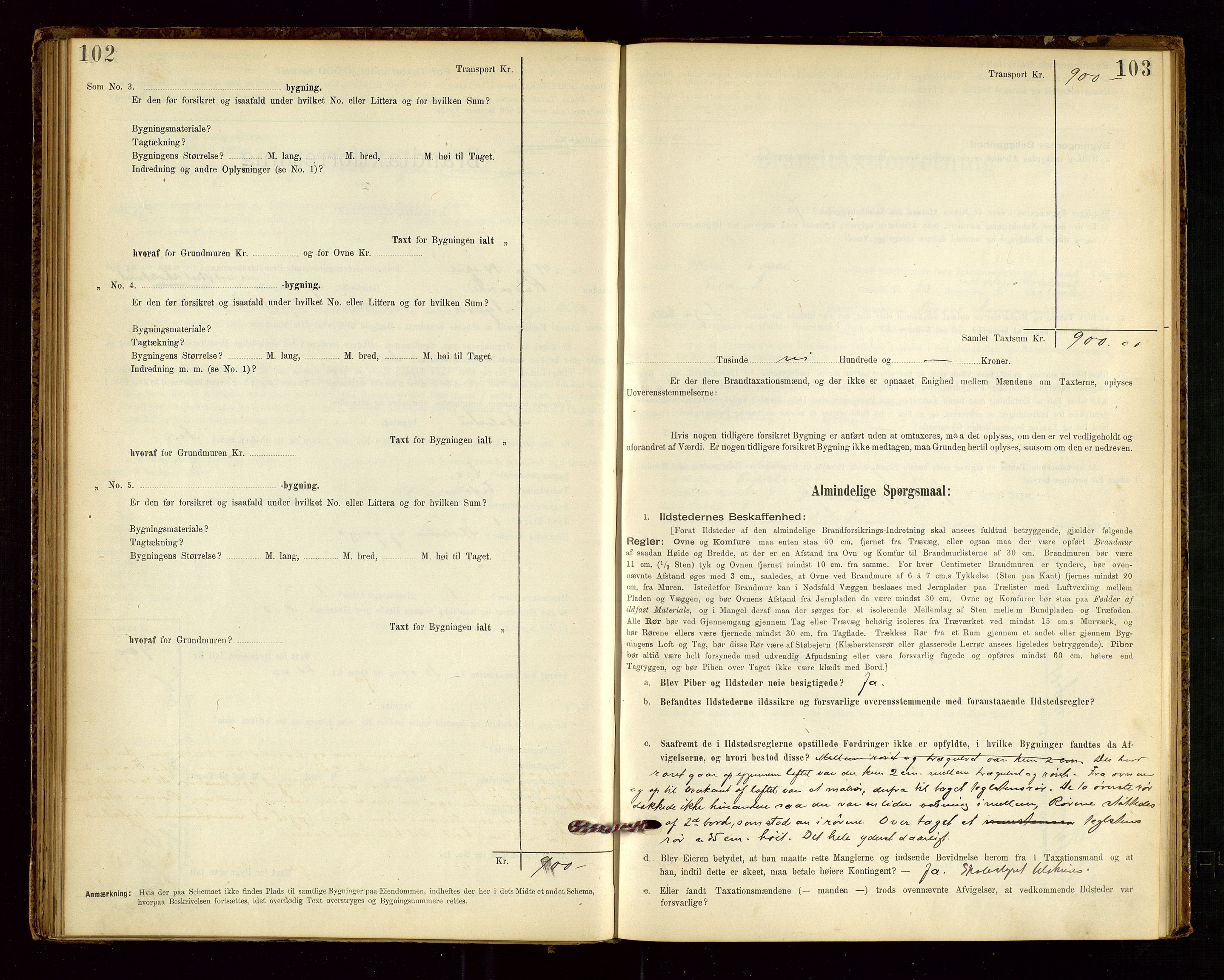 Tysvær lensmannskontor, AV/SAST-A-100192/Gob/L0001: "Brandtaxationsprotokol for Tysvær Lensmandsdistrikt Ryfylke Fogderi", 1894-1916, p. 102-103