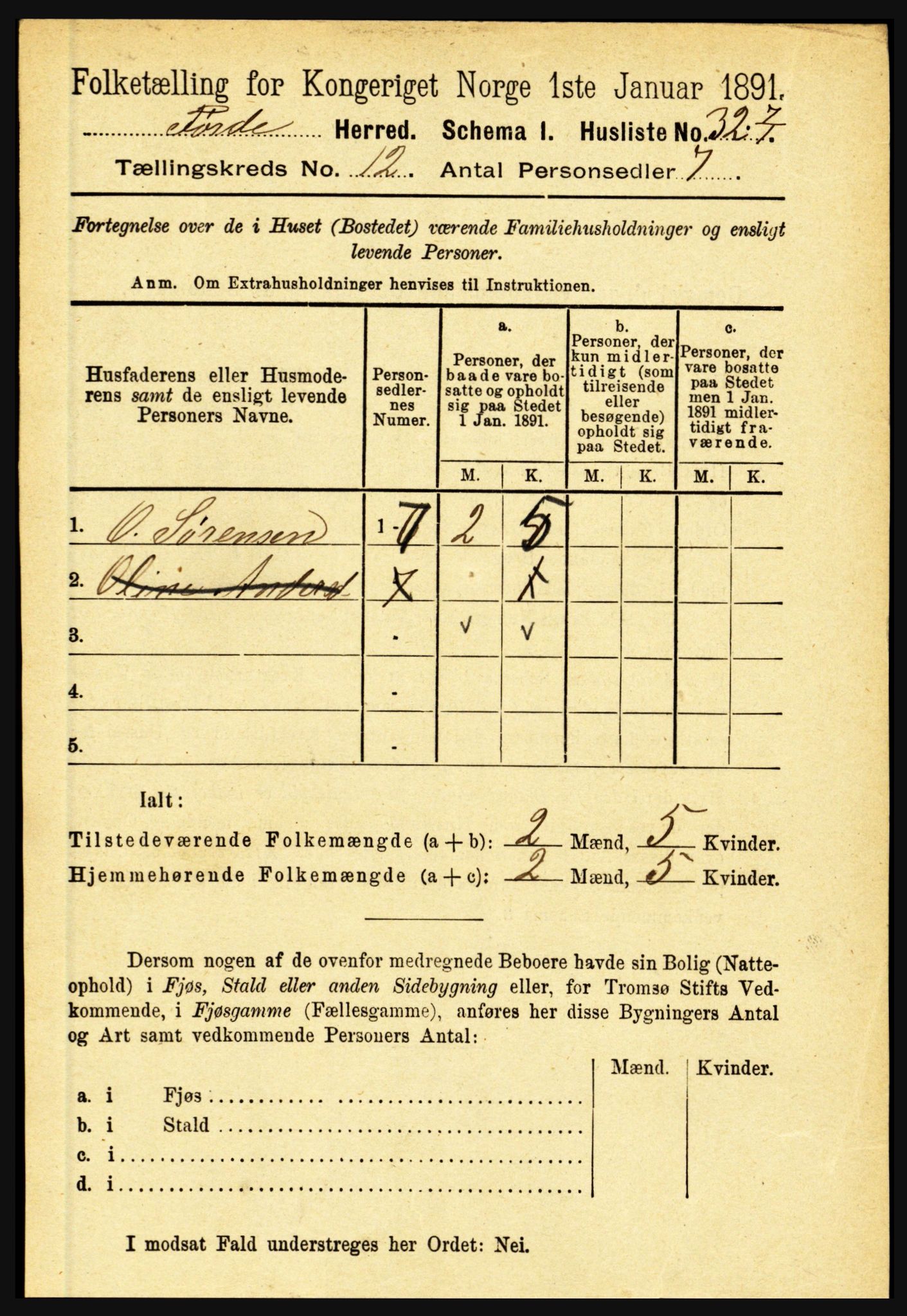 RA, 1891 census for 1432 Førde, 1891, p. 4277