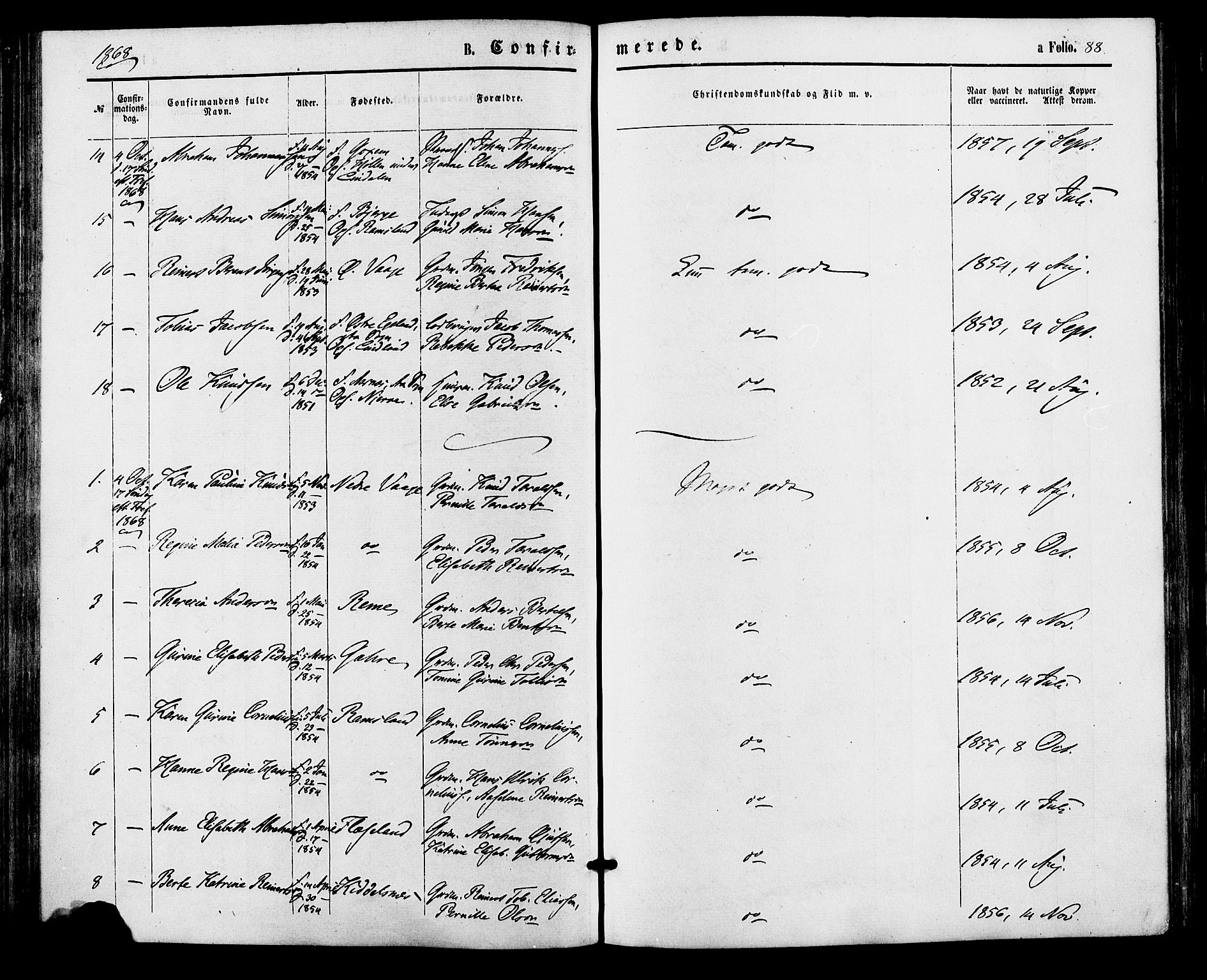 Sør-Audnedal sokneprestkontor, AV/SAK-1111-0039/F/Fa/Faa/L0003: Parish register (official) no. A 3, 1868-1883, p. 88