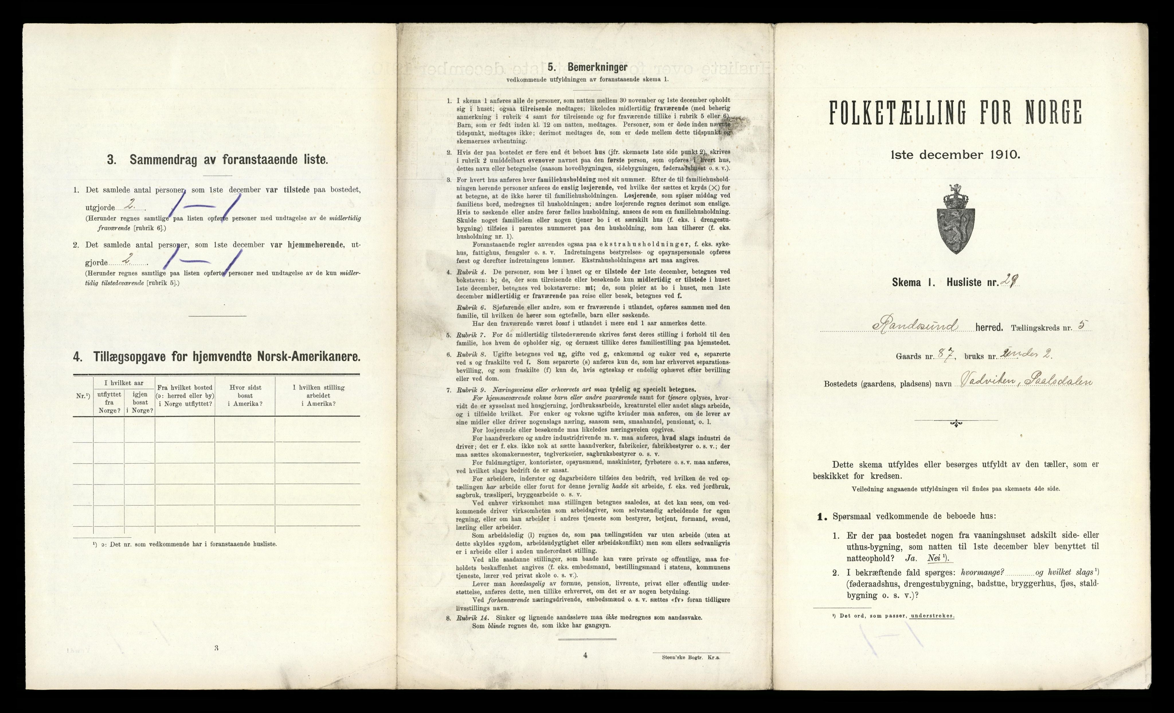 RA, 1910 census for Randesund, 1910, p. 430