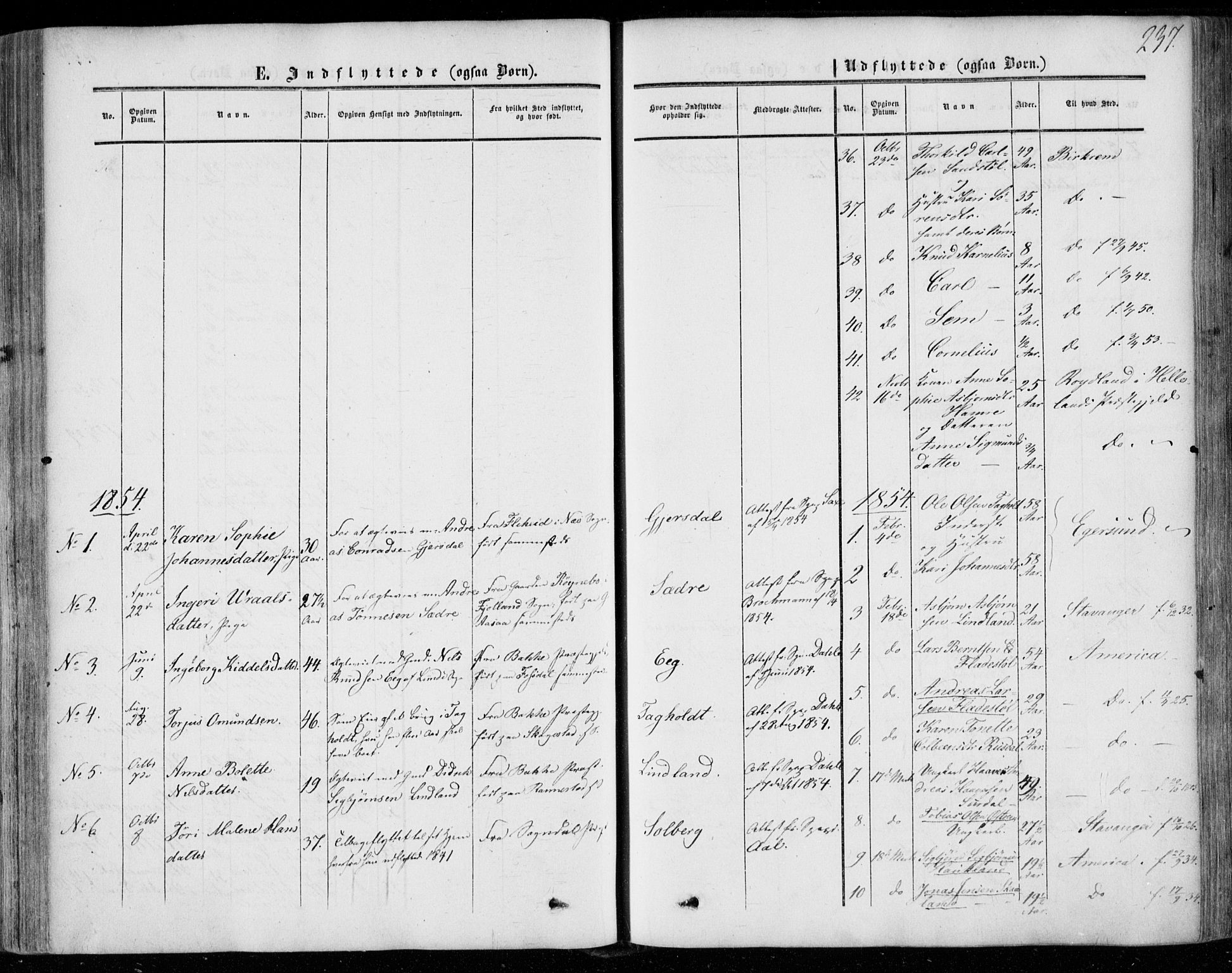 Lund sokneprestkontor, AV/SAST-A-101809/S06/L0009: Parish register (official) no. A 8, 1853-1877, p. 237