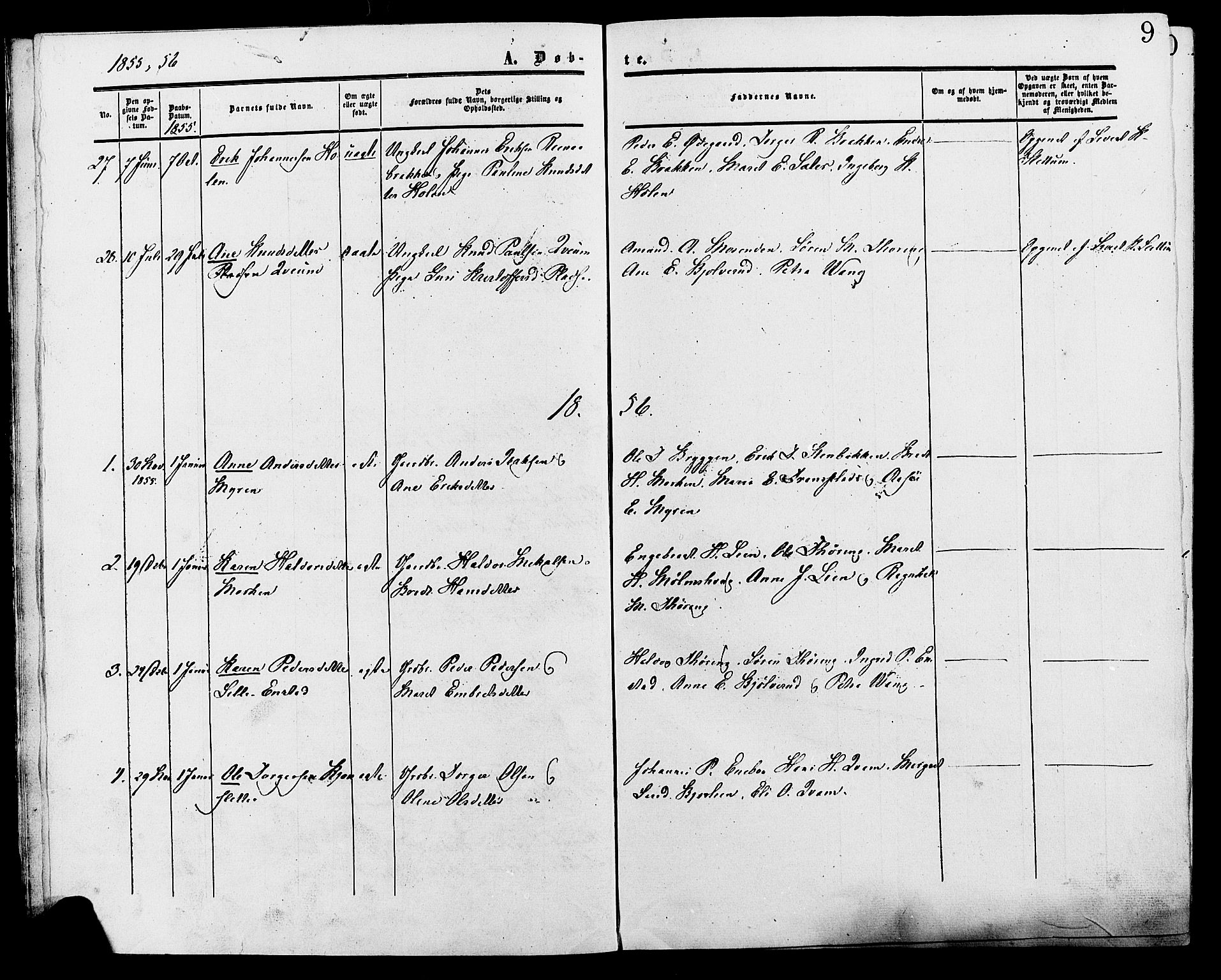 Lesja prestekontor, SAH/PREST-068/H/Ha/Haa/L0009: Parish register (official) no. 9, 1854-1889, p. 9