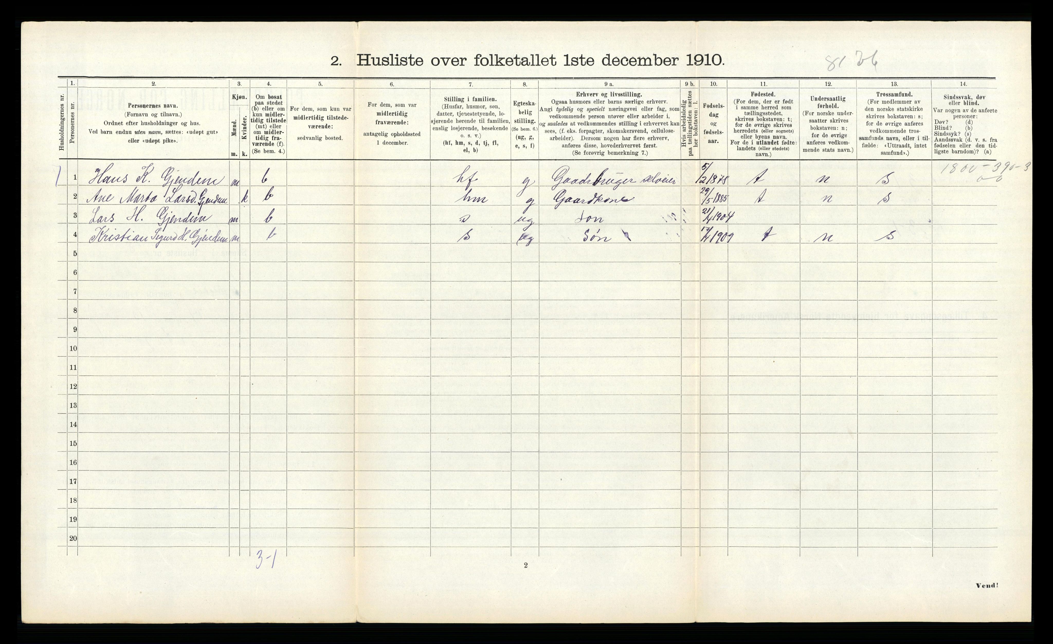 RA, 1910 census for Fræna, 1910, p. 1005