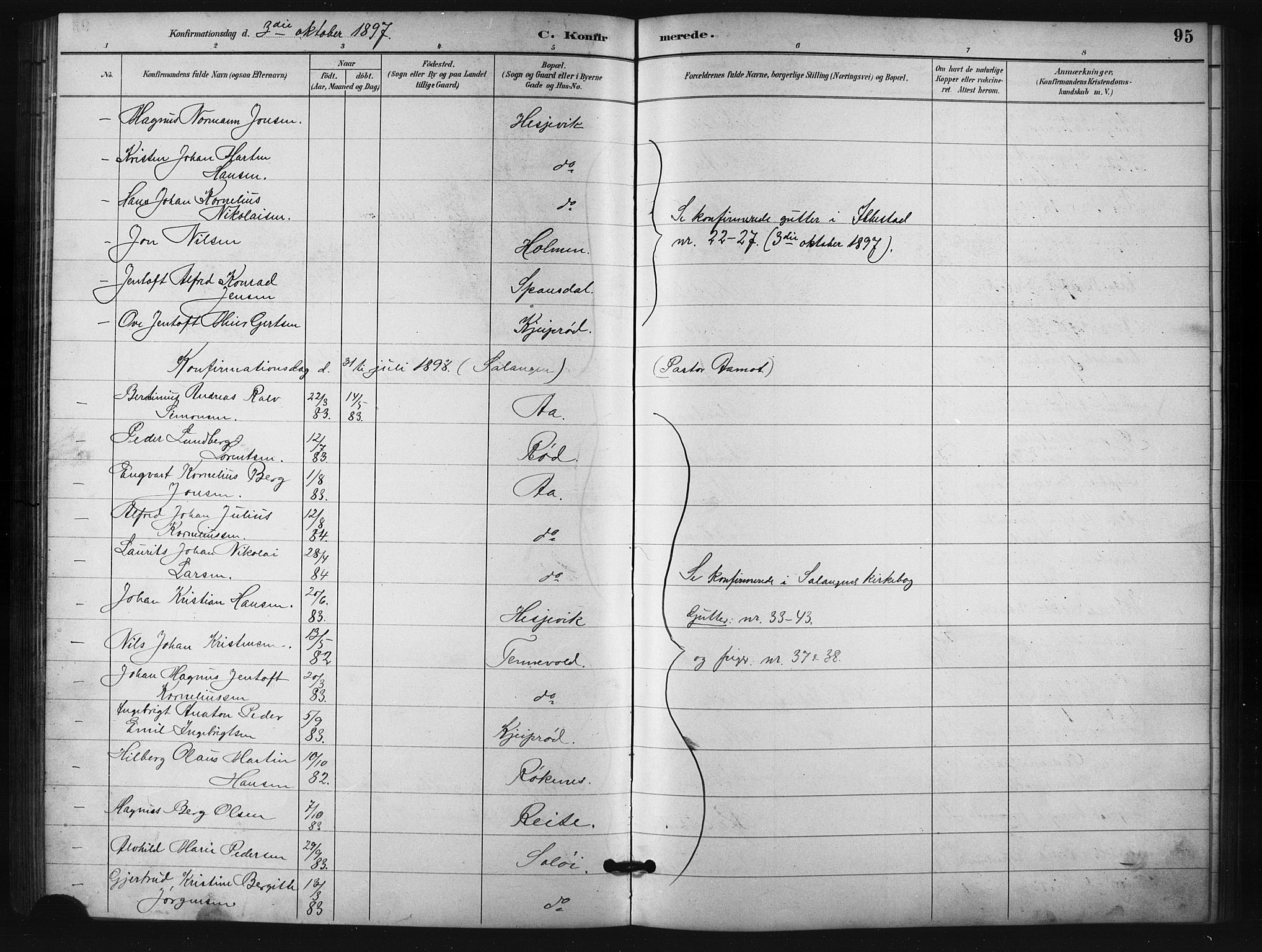Salangen sokneprestembete, AV/SATØ-S-1324/H/Hb/L0001klokker: Parish register (copy) no. 1, 1893-1910, p. 95