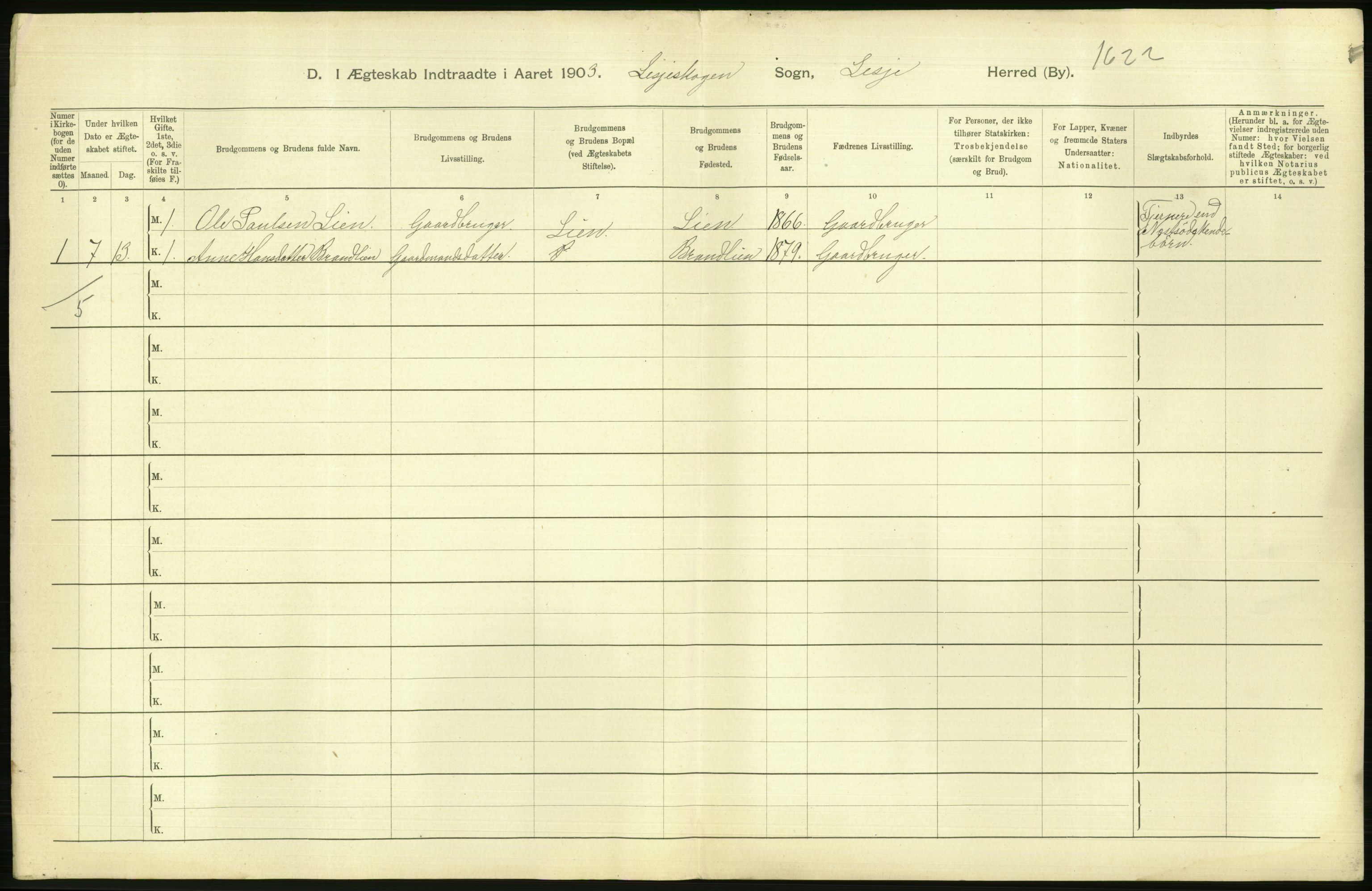 Statistisk sentralbyrå, Sosiodemografiske emner, Befolkning, AV/RA-S-2228/D/Df/Dfa/Dfaa/L0006: Kristians amt: Fødte, gifte, døde, 1903, p. 540