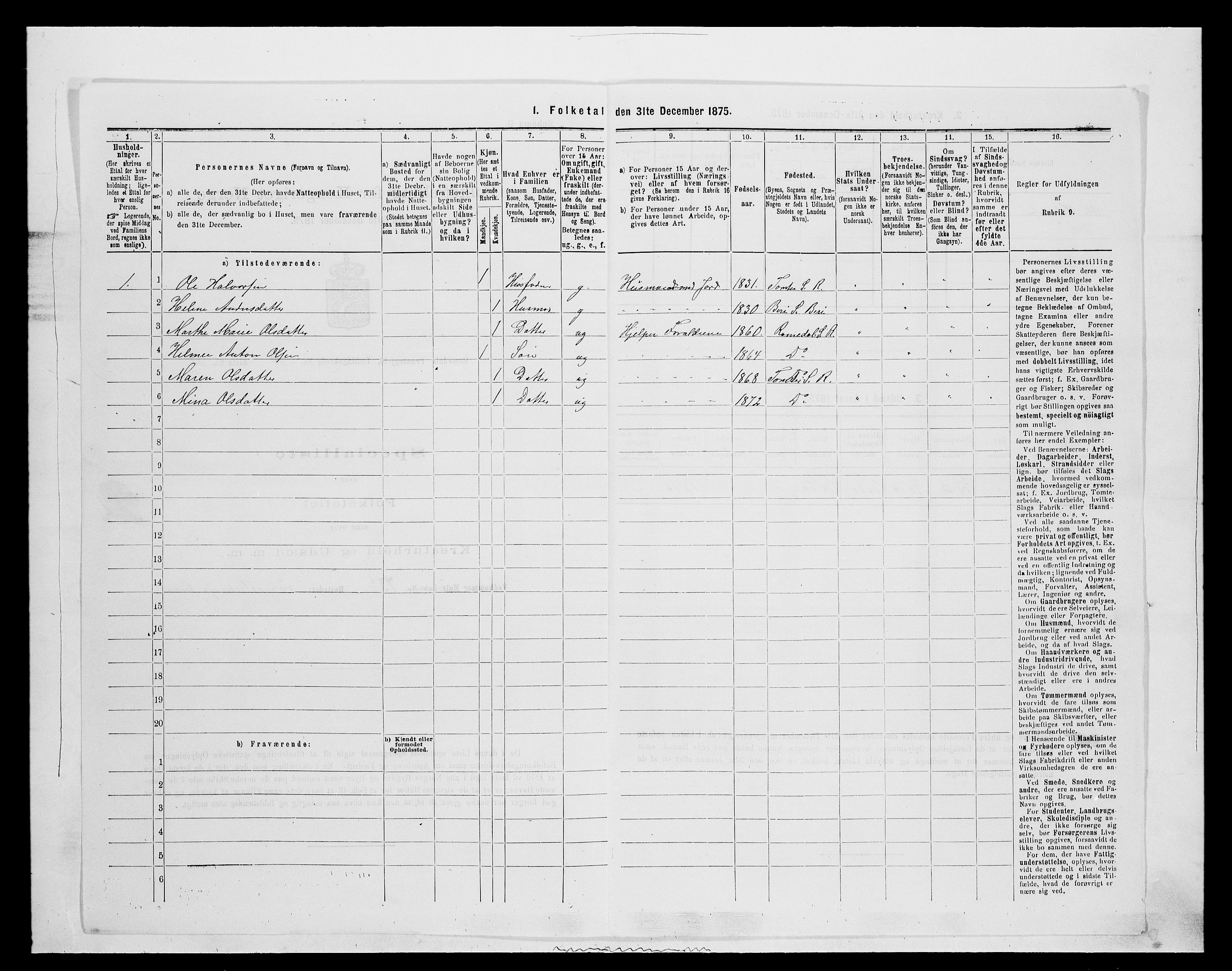 SAH, 1875 census for 0416P Romedal, 1875, p. 1704