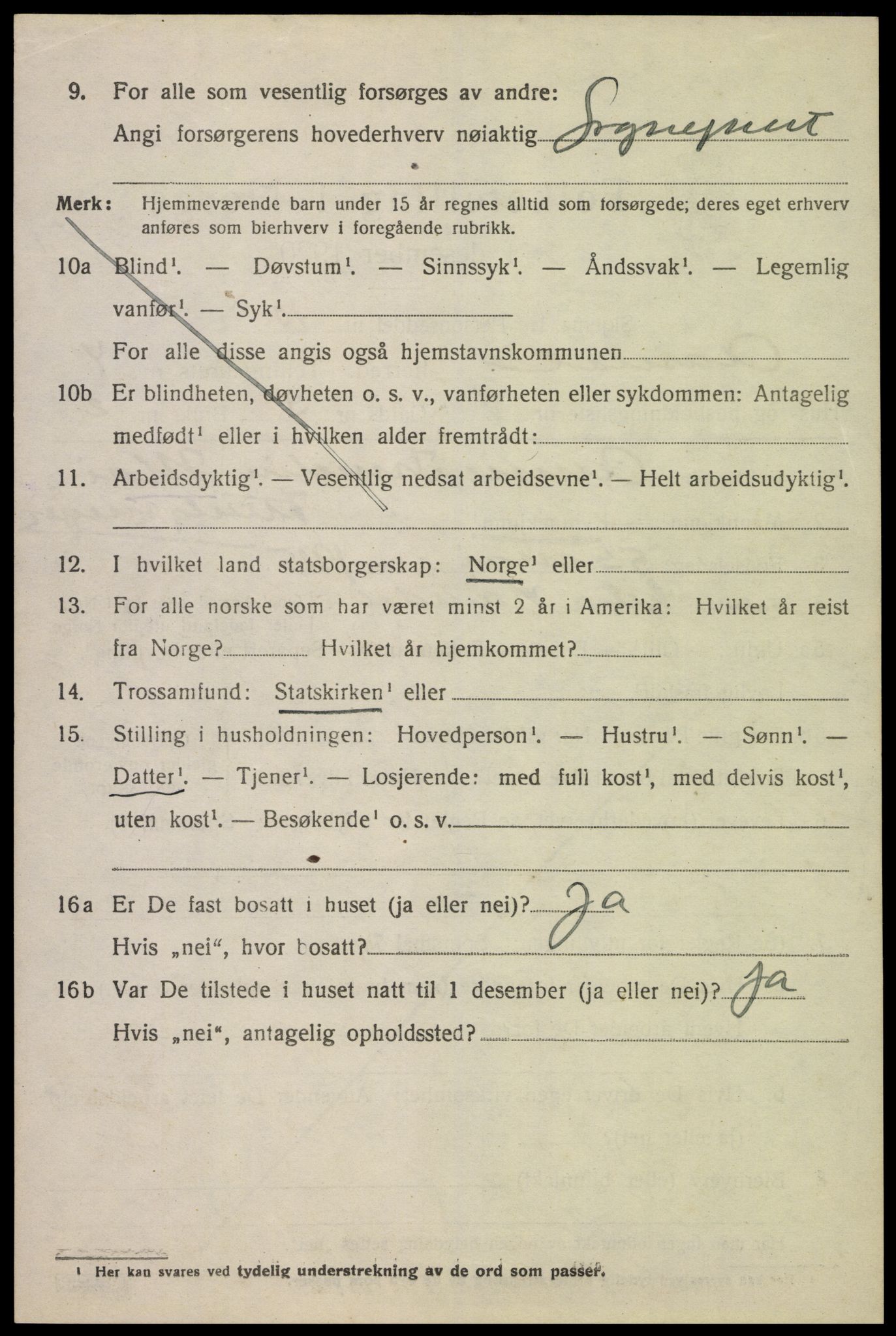 SAK, 1920 census for Åseral, 1920, p. 1195