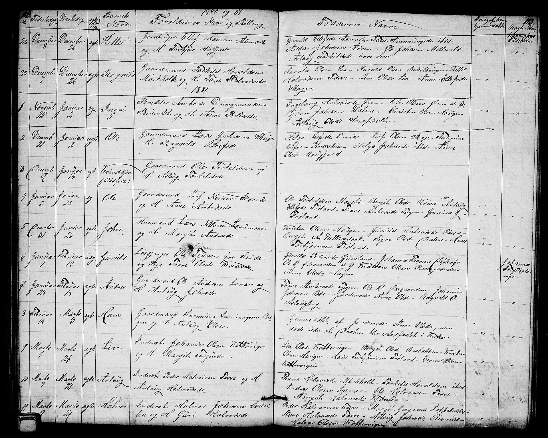 Hjartdal kirkebøker, SAKO/A-270/G/Gb/L0002: Parish register (copy) no. II 2, 1854-1884, p. 112-113
