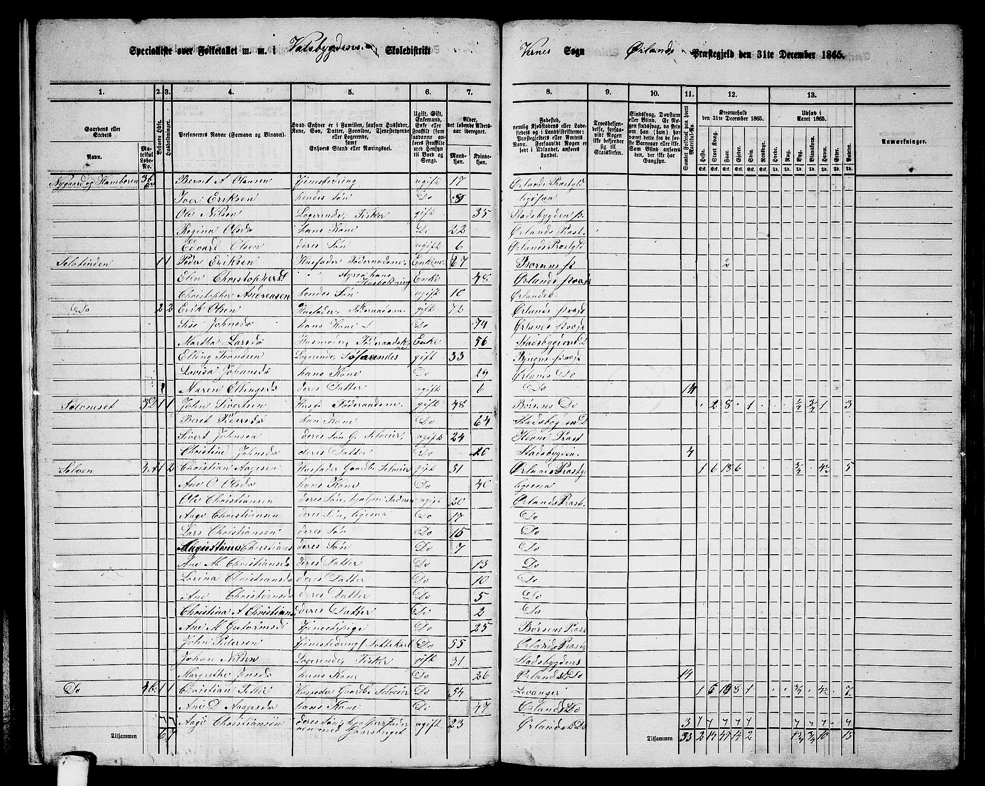 RA, 1865 census for Ørland, 1865, p. 12