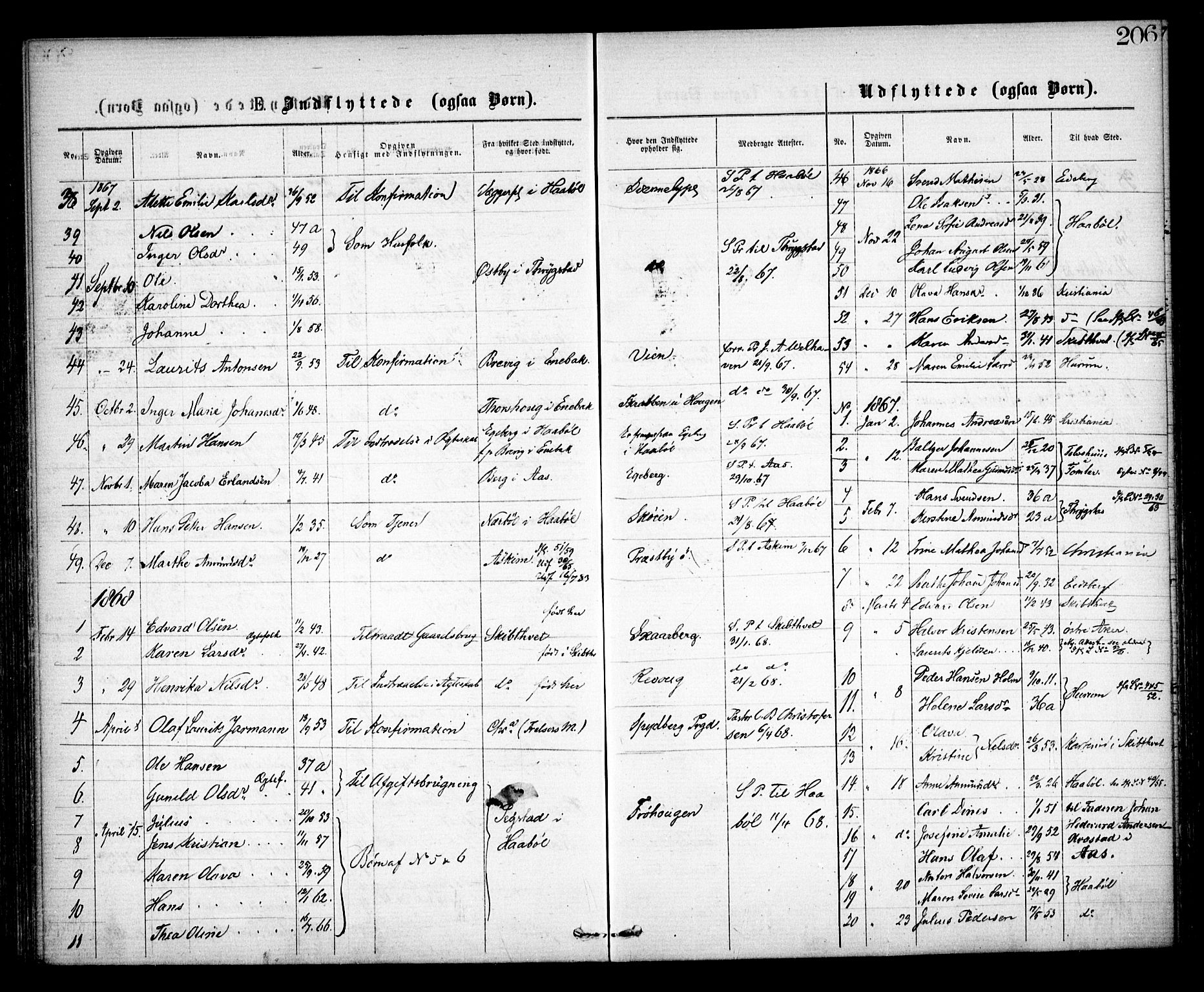 Spydeberg prestekontor Kirkebøker, SAO/A-10924/F/Fa/L0006: Parish register (official) no. I 6, 1863-1874, p. 206