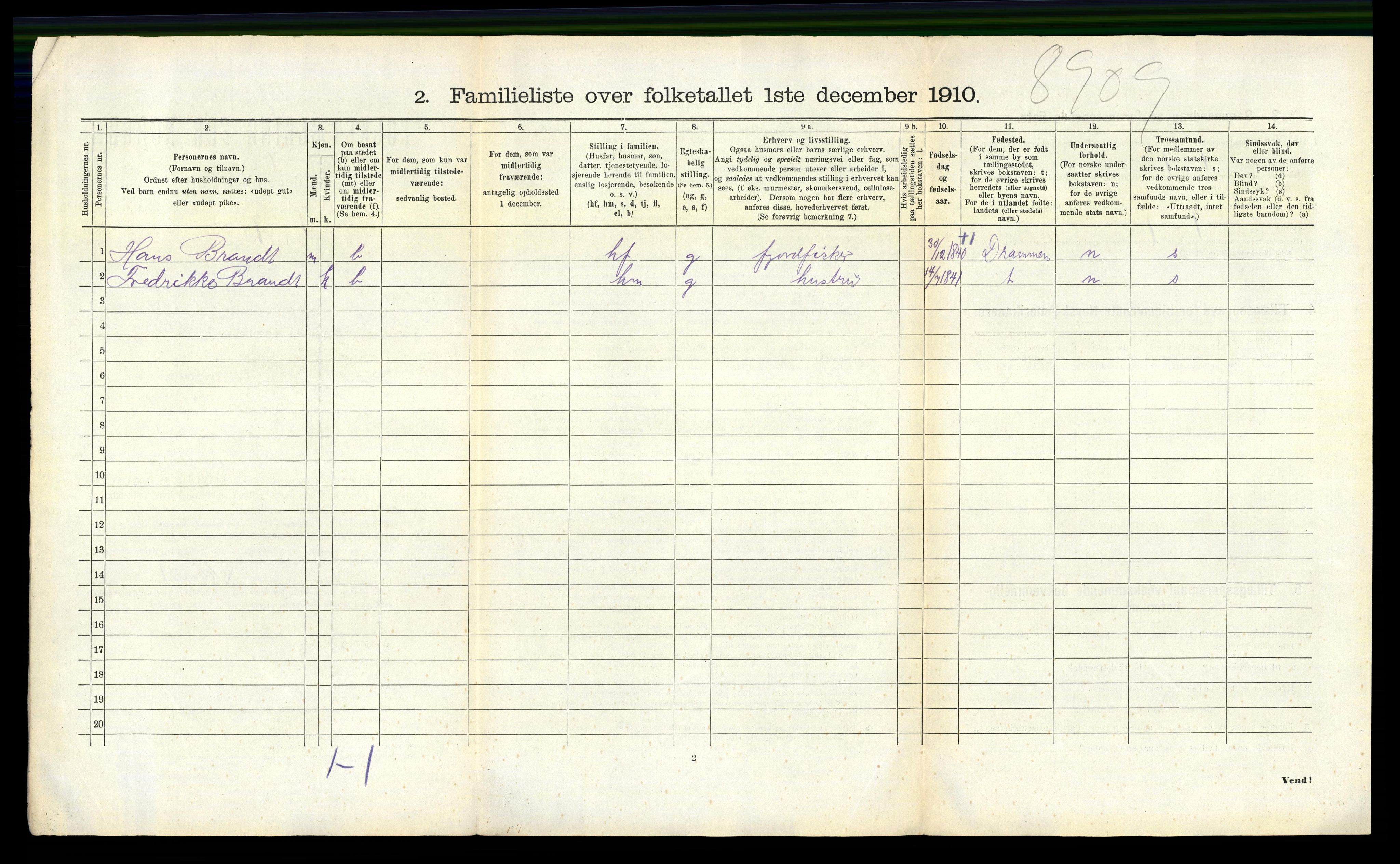 RA, 1910 census for Holmsbu, 1910, p. 35