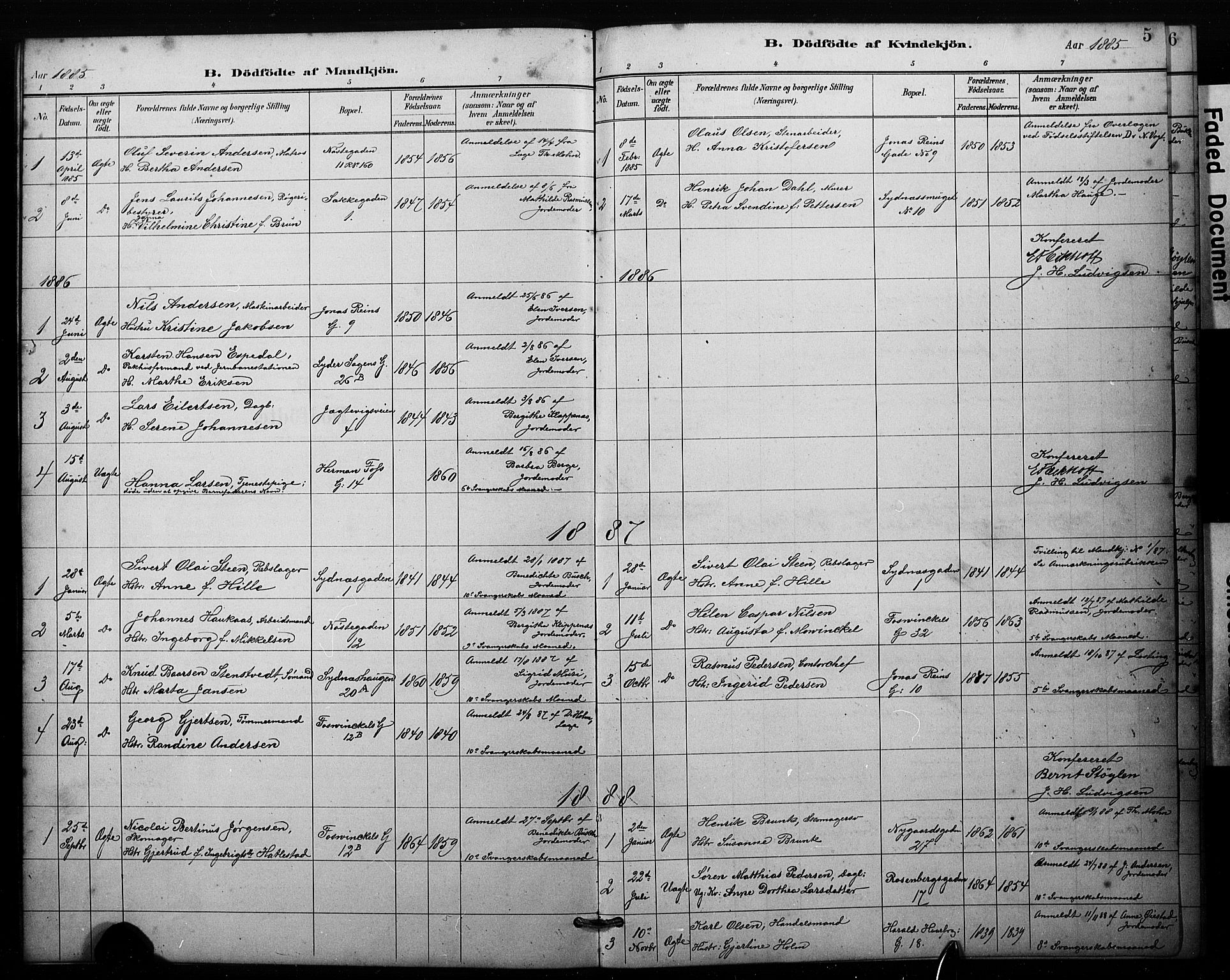 Johanneskirken sokneprestembete, SAB/A-76001/H/Hab: Parish register (copy) no. E 1, 1885-1915, p. 5
