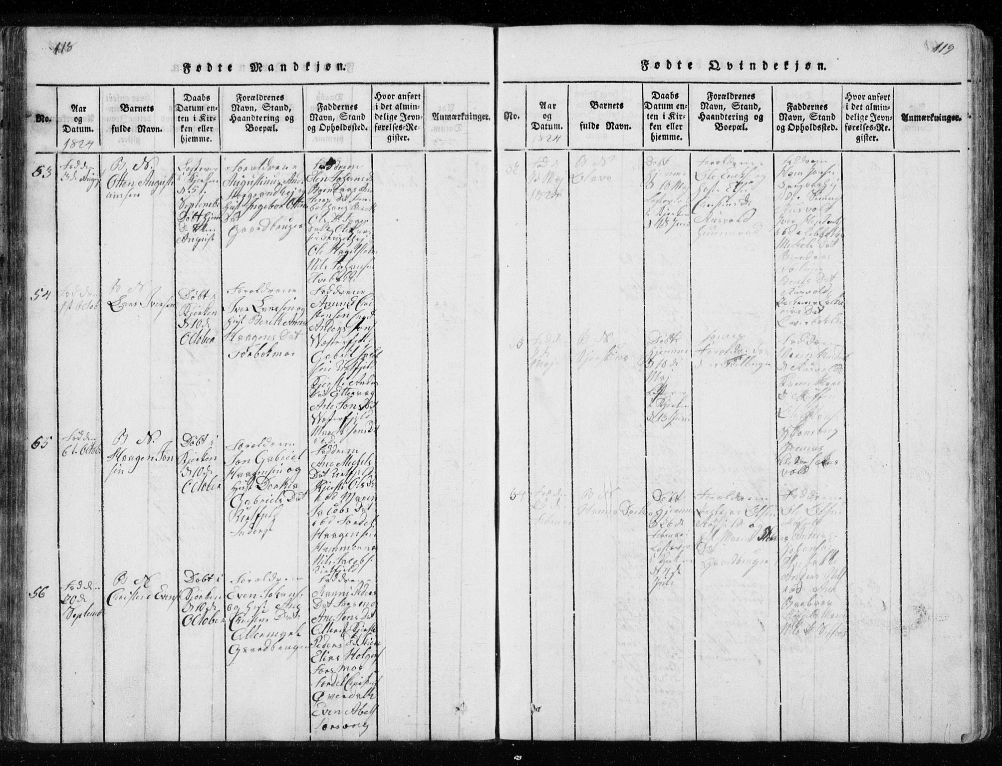 Ministerialprotokoller, klokkerbøker og fødselsregistre - Nordland, SAT/A-1459/827/L0412: Parish register (copy) no. 827C01, 1820-1841, p. 118-119