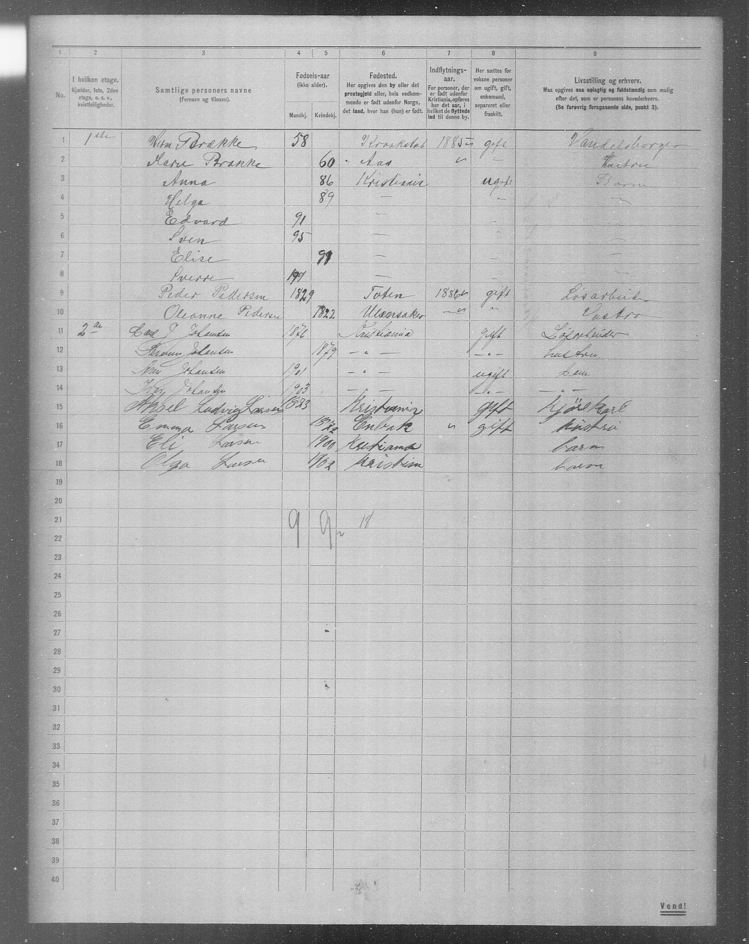 OBA, Municipal Census 1904 for Kristiania, 1904, p. 6847