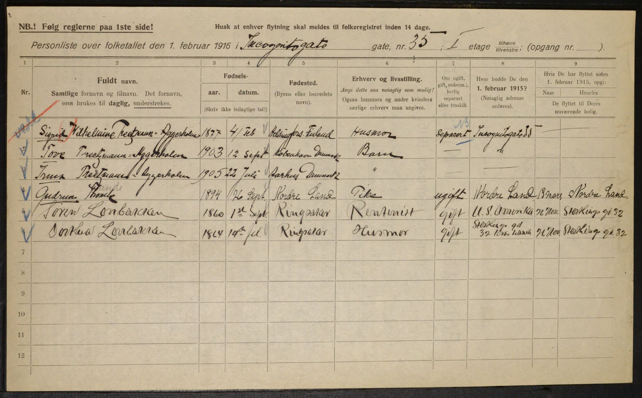 OBA, Municipal Census 1916 for Kristiania, 1916, p. 45289