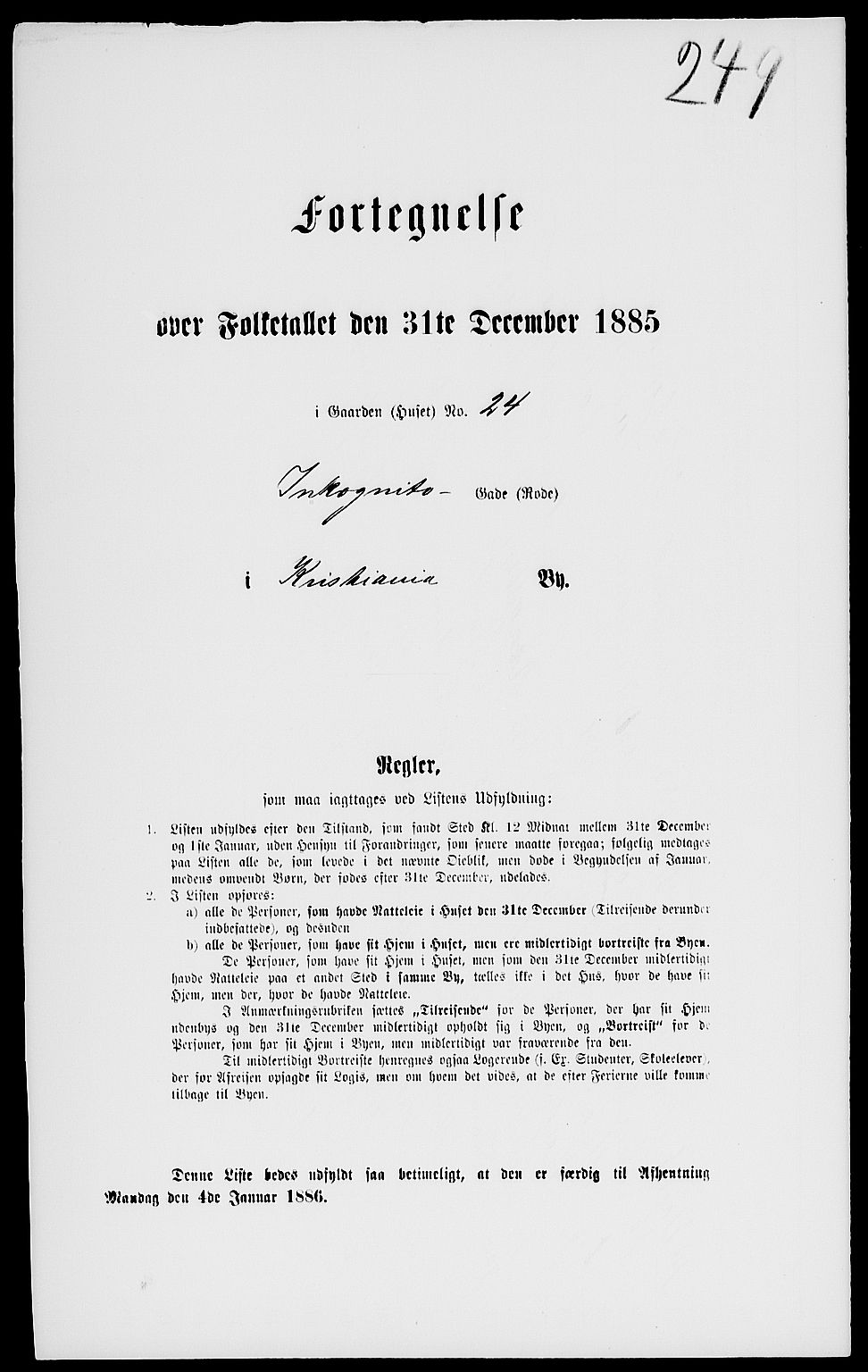 RA, 1885 census for 0301 Kristiania, 1885, p. 2994