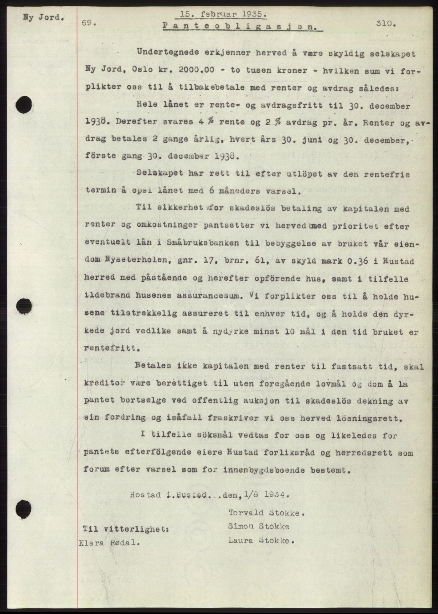 Romsdal sorenskriveri, AV/SAT-A-4149/1/2/2C/L0066: Mortgage book no. 60, 1934-1935, Deed date: 15.02.1935