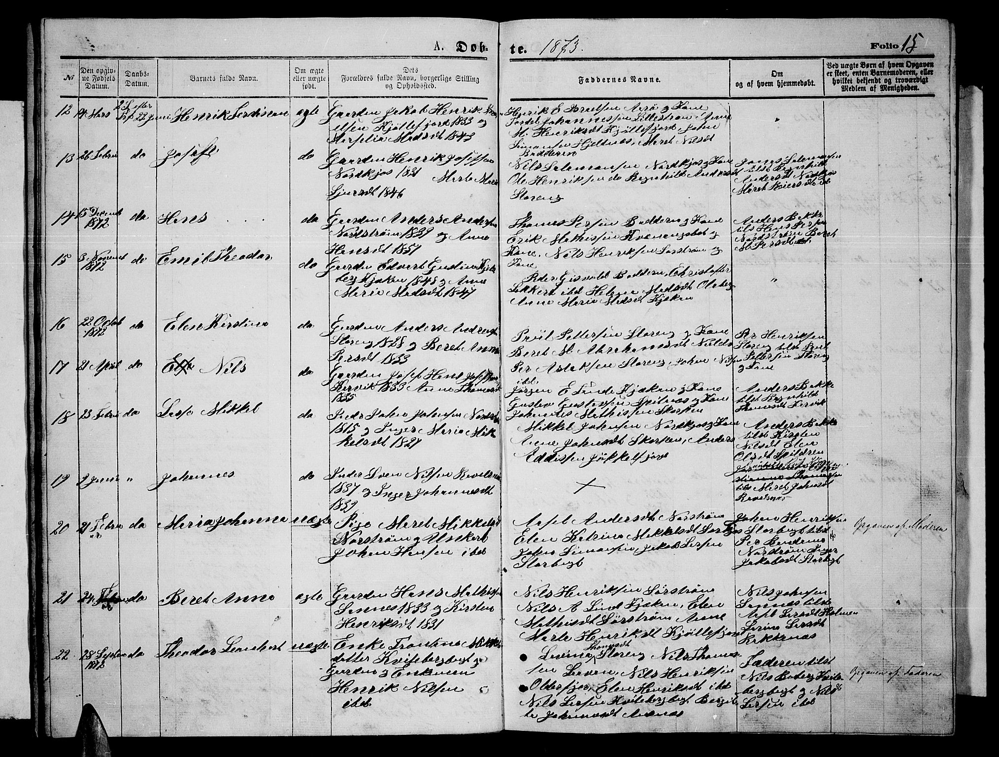 Skjervøy sokneprestkontor, AV/SATØ-S-1300/H/Ha/Hab/L0014klokker: Parish register (copy) no. 14, 1871-1877, p. 15