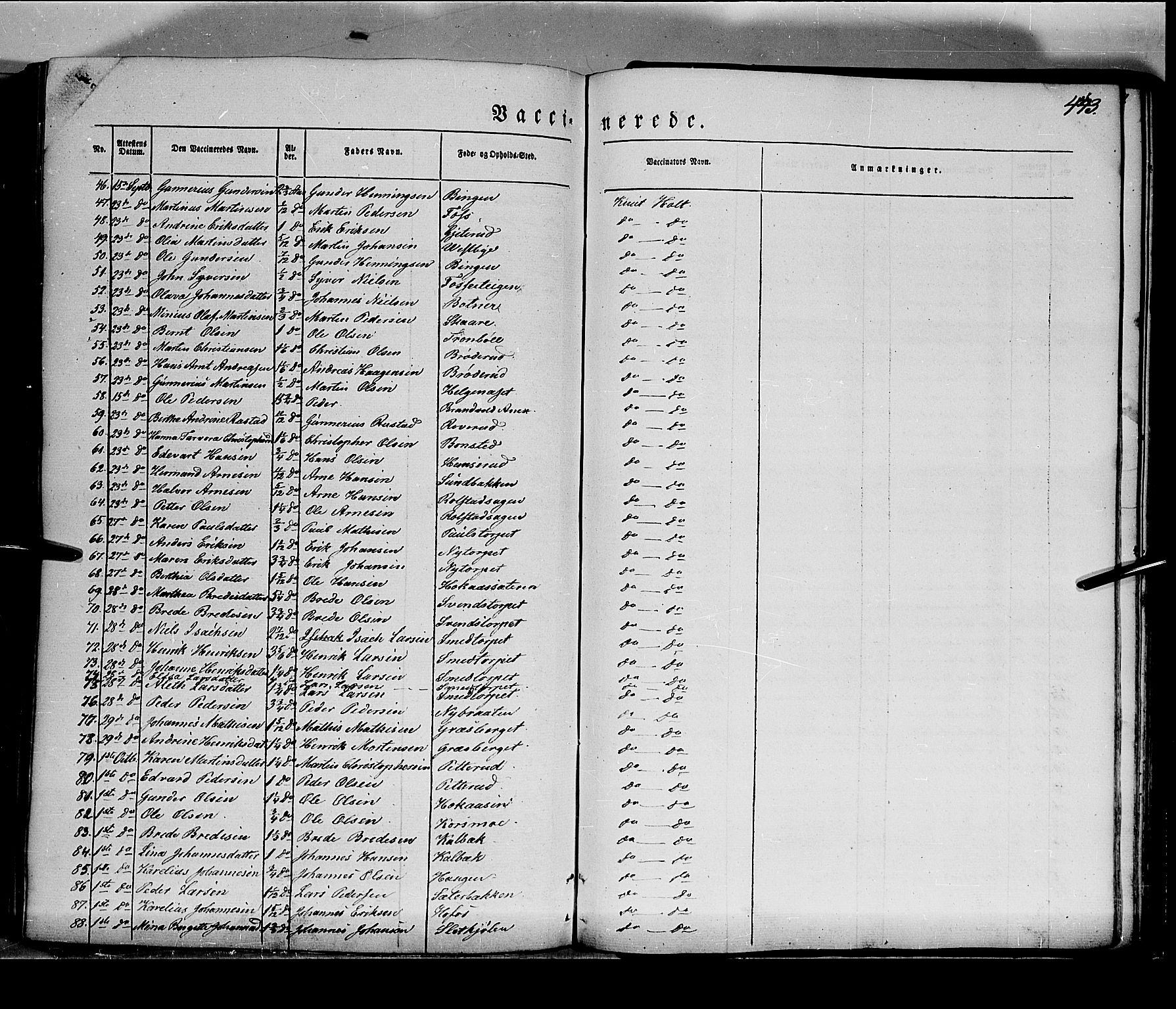 Grue prestekontor, SAH/PREST-036/H/Ha/Haa/L0008: Parish register (official) no. 8, 1847-1858, p. 443