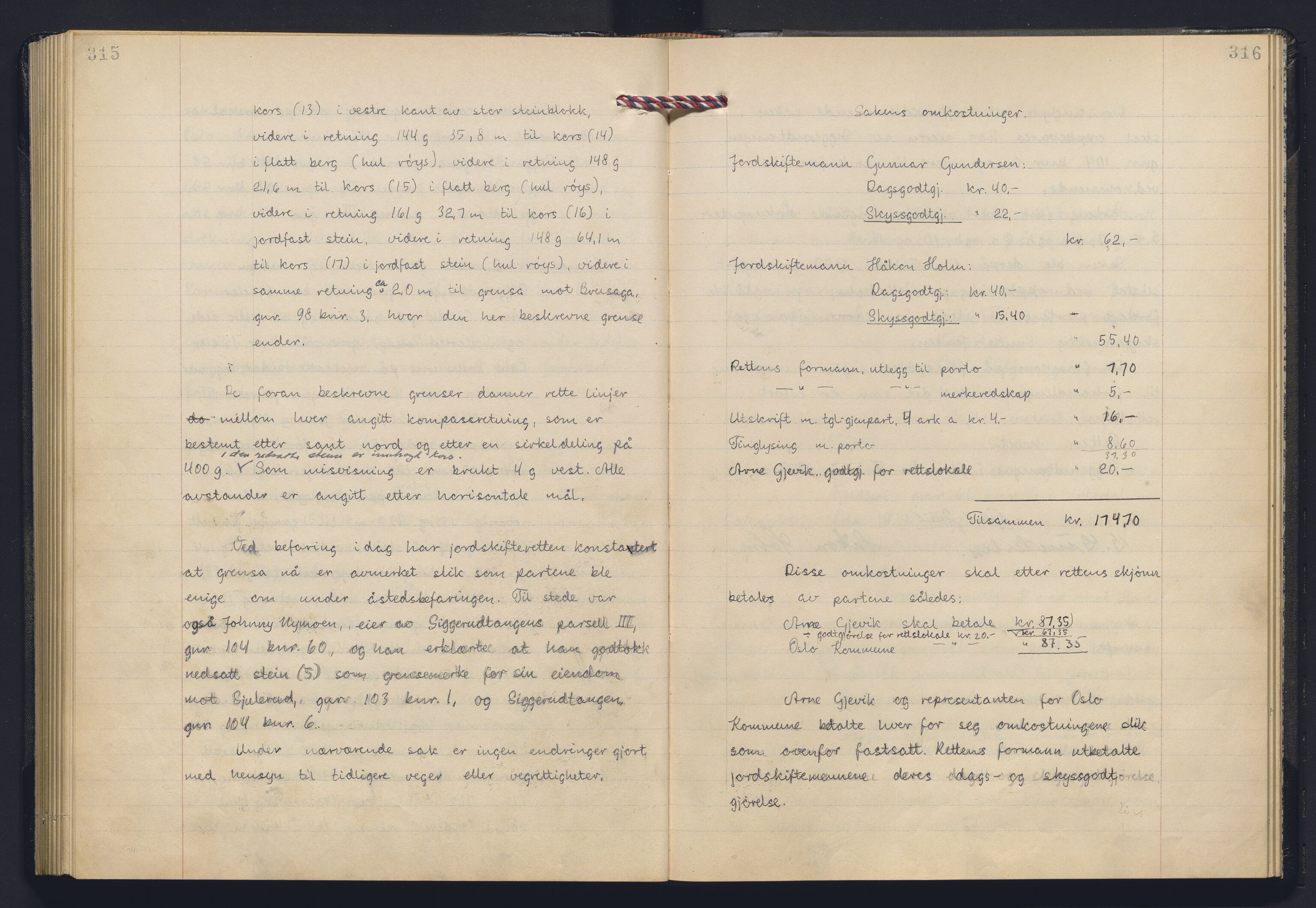 Akershus og Oslo jordskifterett, AV/SAO-A-10121/F/Fa/L0031: Forhandlingsprotokoll, 1956-1959, p. 315-316
