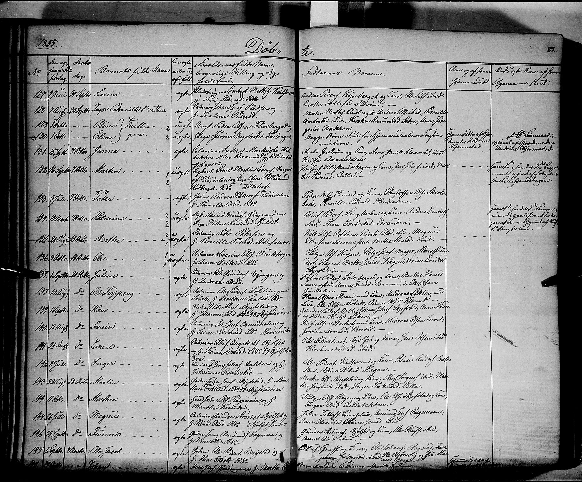 Elverum prestekontor, AV/SAH-PREST-044/H/Ha/Haa/L0009: Parish register (official) no. 9, 1843-1856, p. 87