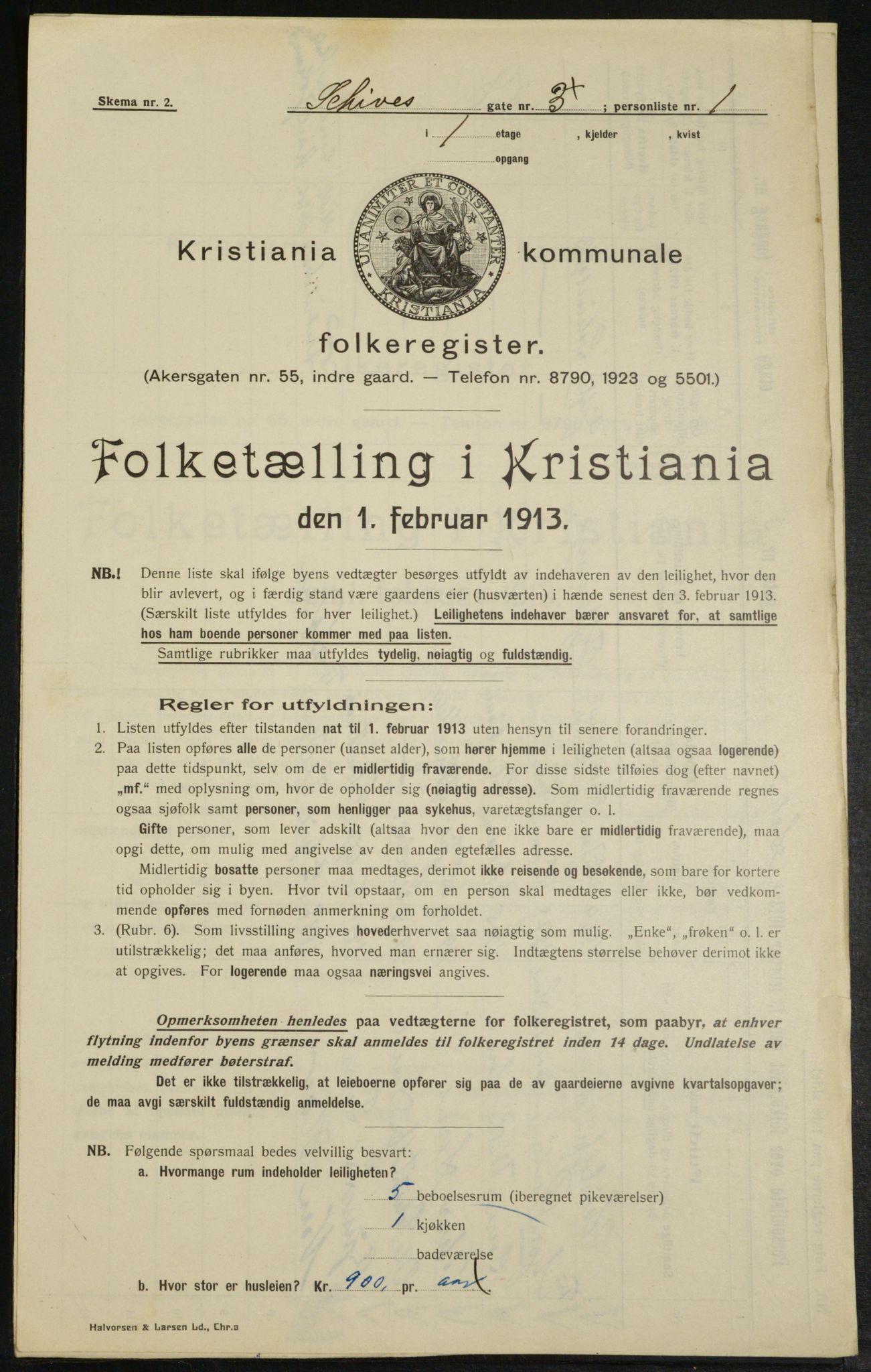 OBA, Municipal Census 1913 for Kristiania, 1913, p. 89557