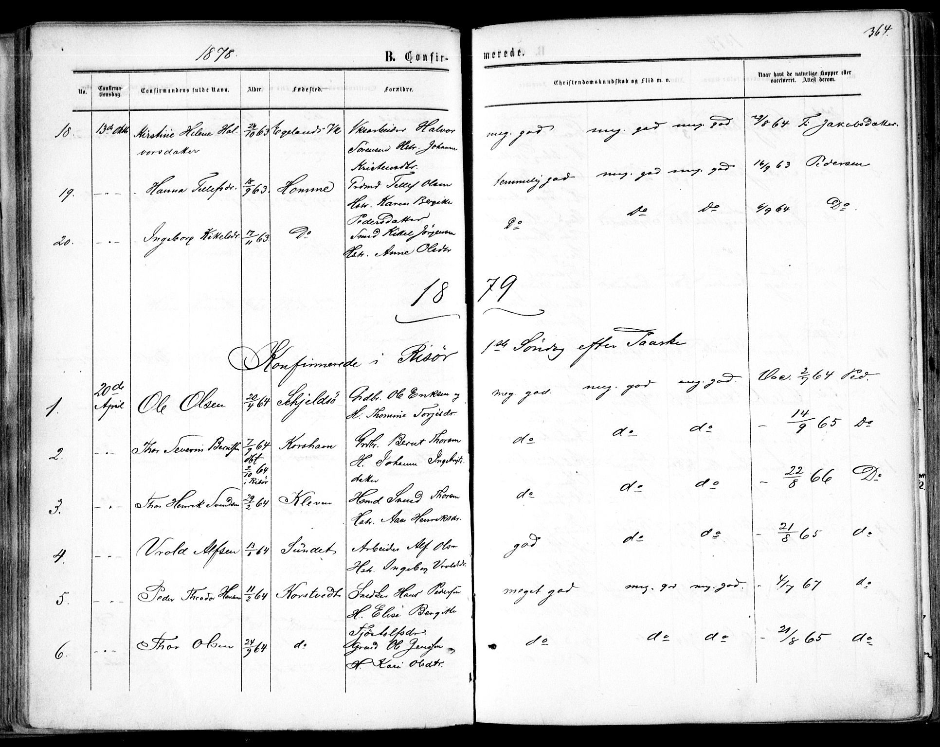 Søndeled sokneprestkontor, AV/SAK-1111-0038/F/Fa/L0003: Parish register (official) no. A 3, 1861-1879, p. 364