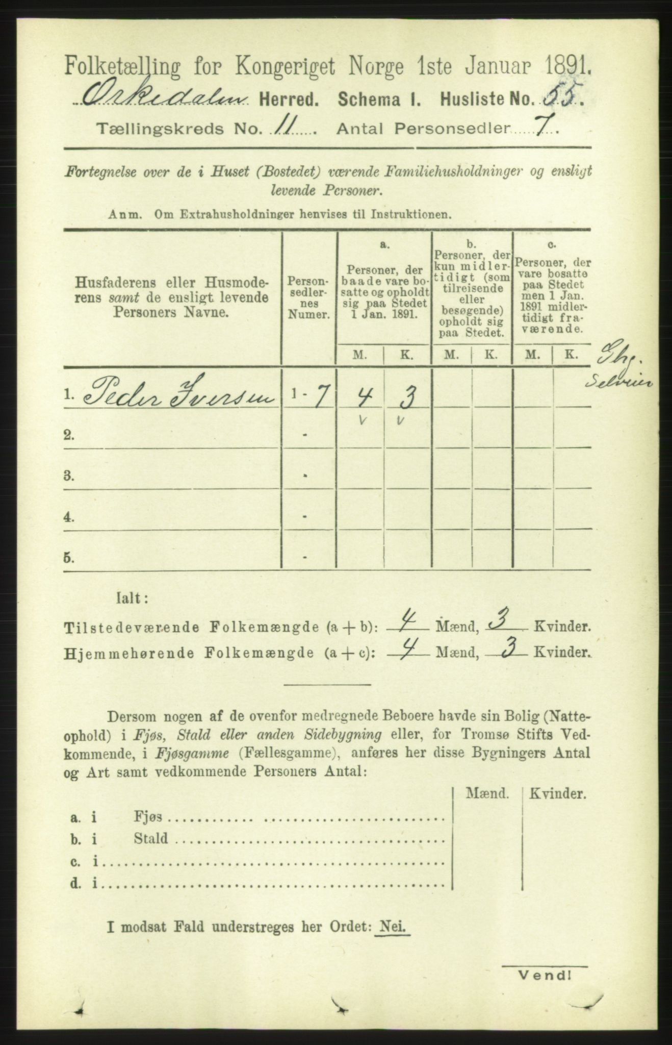 RA, 1891 census for 1638 Orkdal, 1891, p. 5134