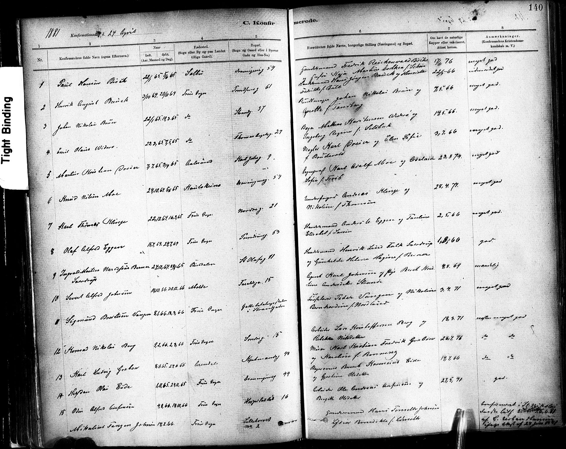 Ministerialprotokoller, klokkerbøker og fødselsregistre - Sør-Trøndelag, SAT/A-1456/602/L0119: Parish register (official) no. 602A17, 1880-1901, p. 140