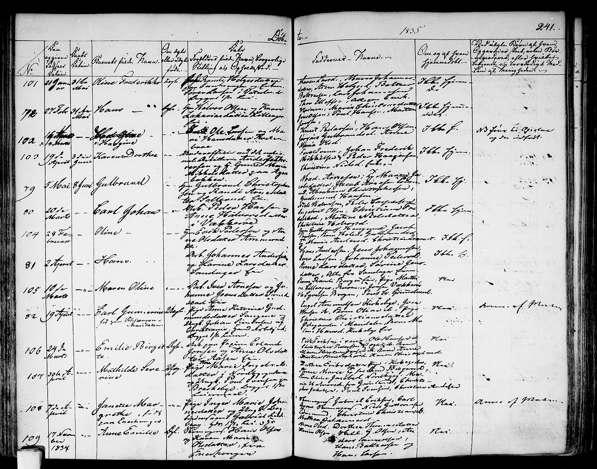 Aker prestekontor kirkebøker, SAO/A-10861/F/L0013: Parish register (official) no. 13, 1828-1837, p. 241