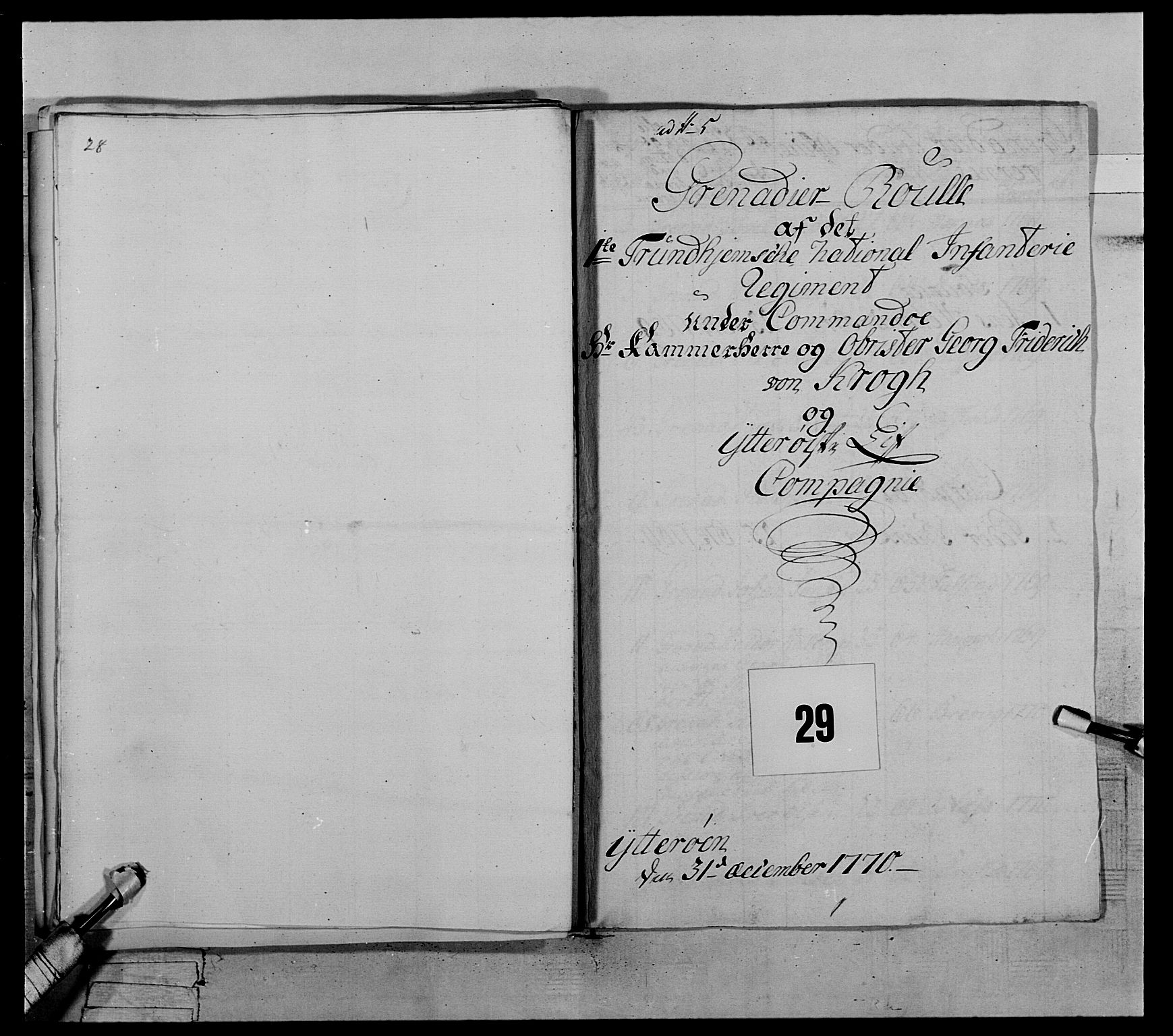 Generalitets- og kommissariatskollegiet, Det kongelige norske kommissariatskollegium, AV/RA-EA-5420/E/Eh/L0071: 1. Trondheimske nasjonale infanteriregiment, 1769-1772, p. 289