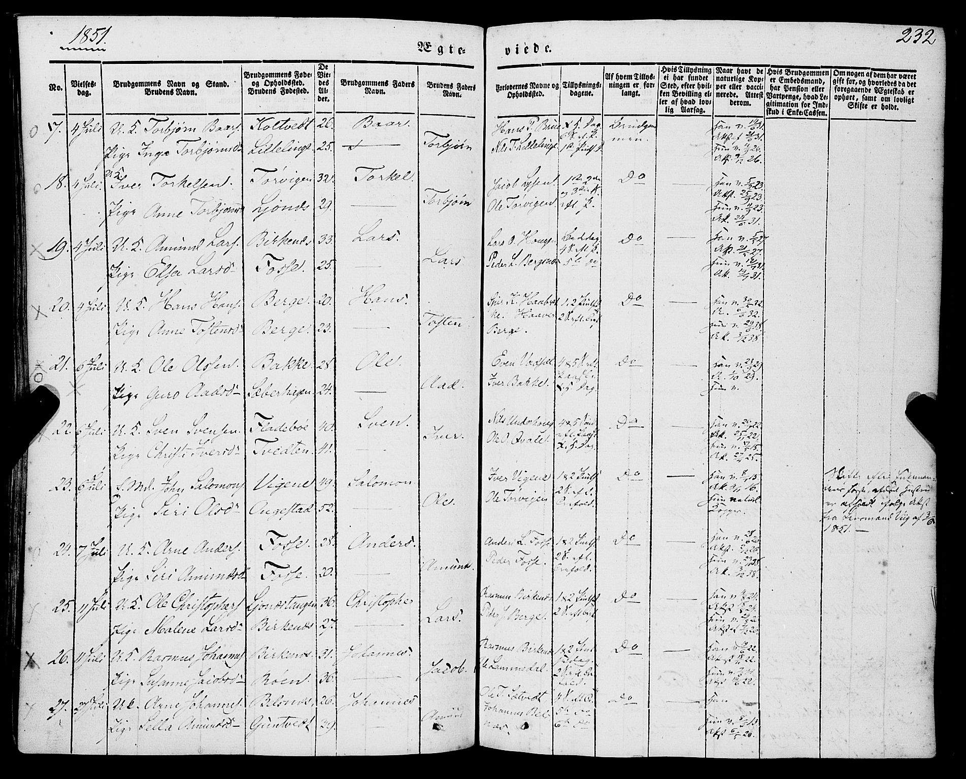 Strandebarm sokneprestembete, AV/SAB-A-78401/H/Haa: Parish register (official) no. A 7, 1844-1872, p. 232