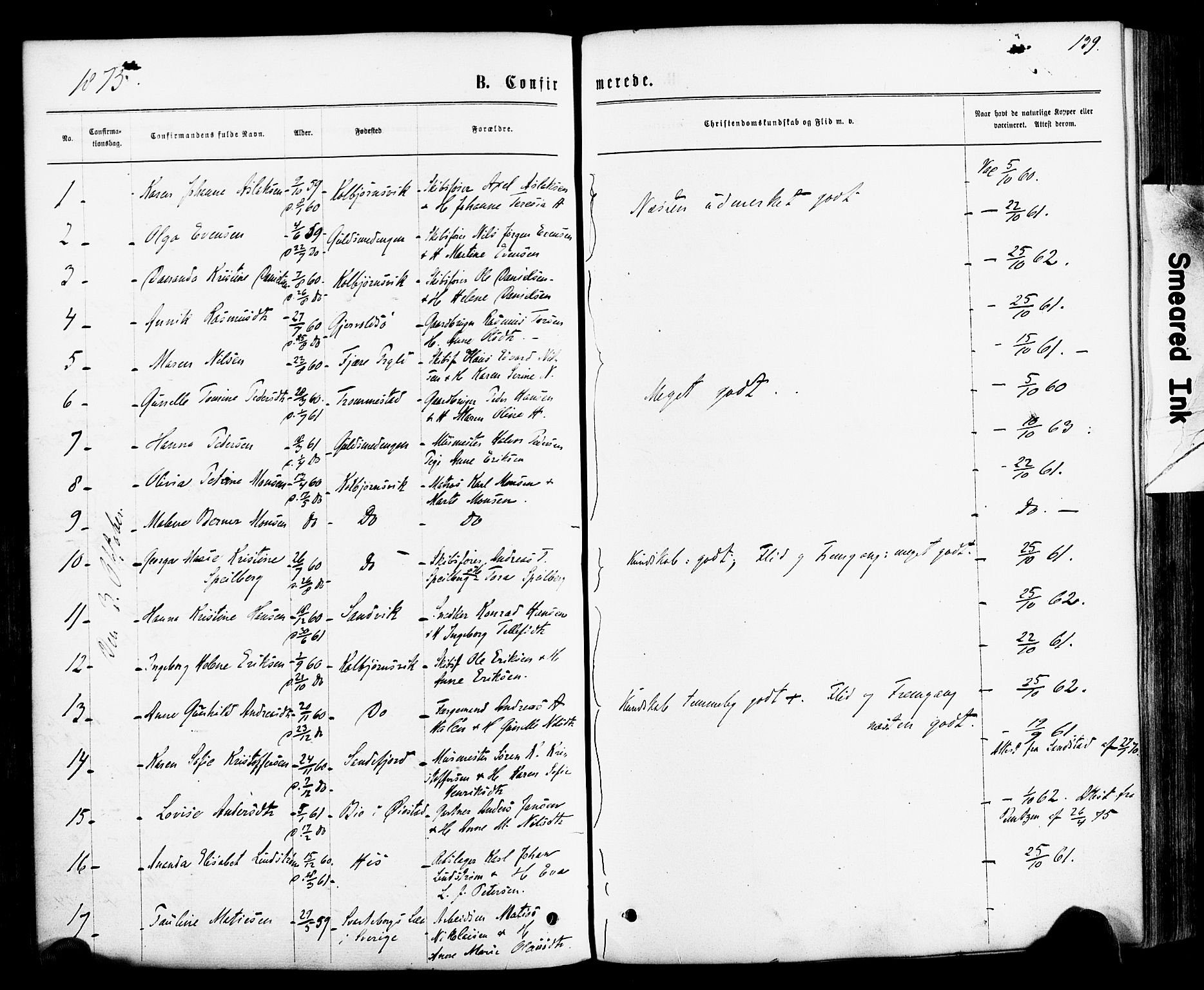 Hisøy sokneprestkontor, SAK/1111-0020/F/Fa/L0002: Parish register (official) no. A 2, 1872-1880, p. 139