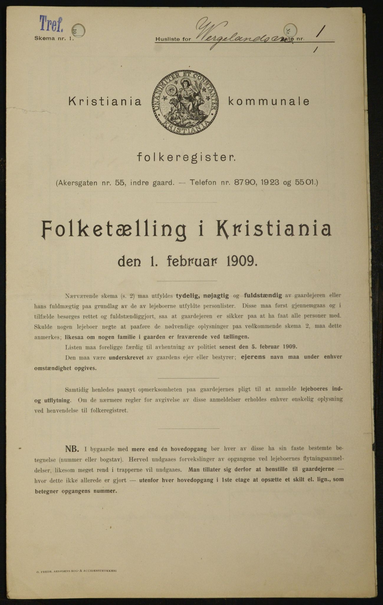 OBA, Municipal Census 1909 for Kristiania, 1909, p. 115950