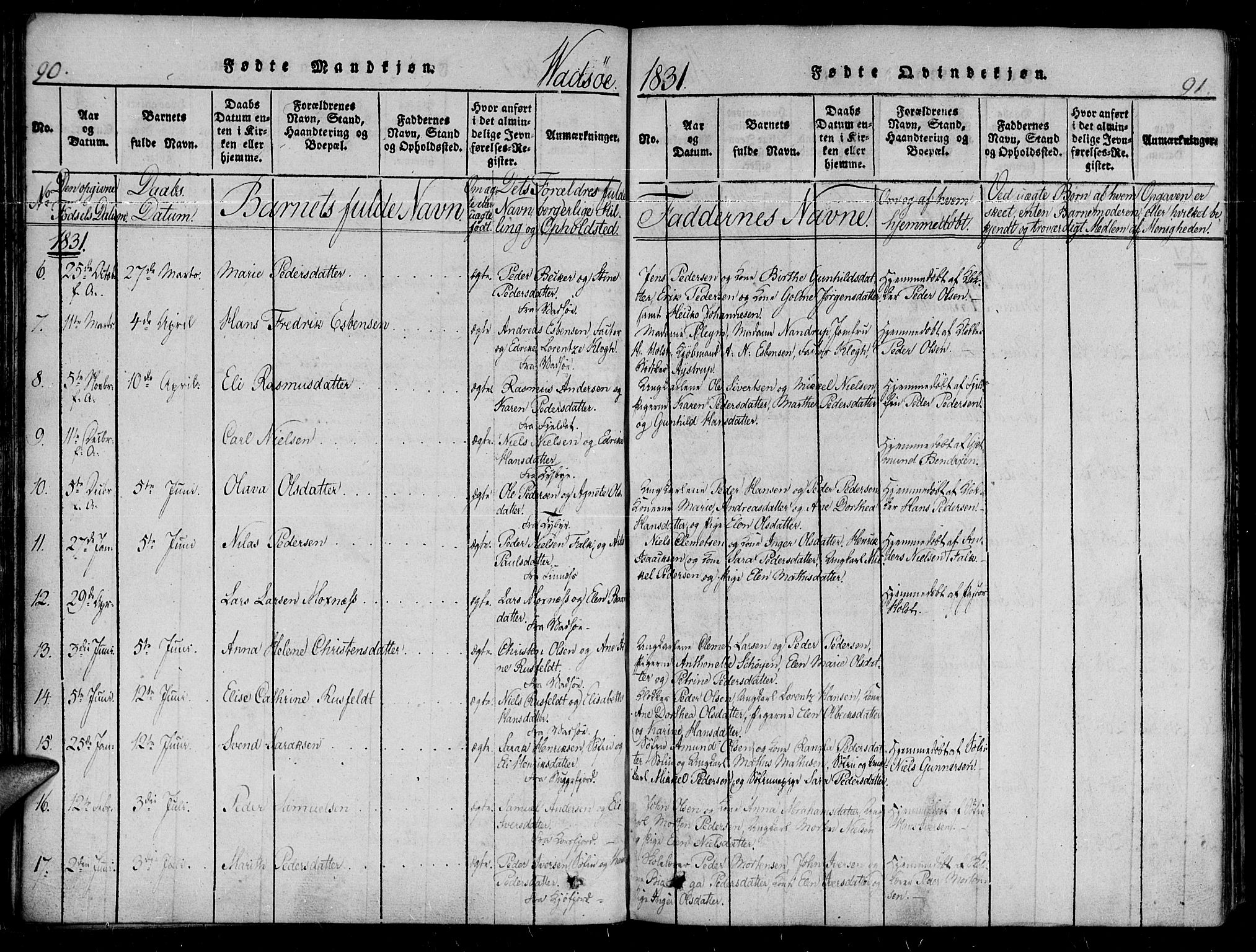 Vadsø sokneprestkontor, SATØ/S-1325/H/Ha/L0003kirke: Parish register (official) no. 3 /1, 1821-1839, p. 90-91