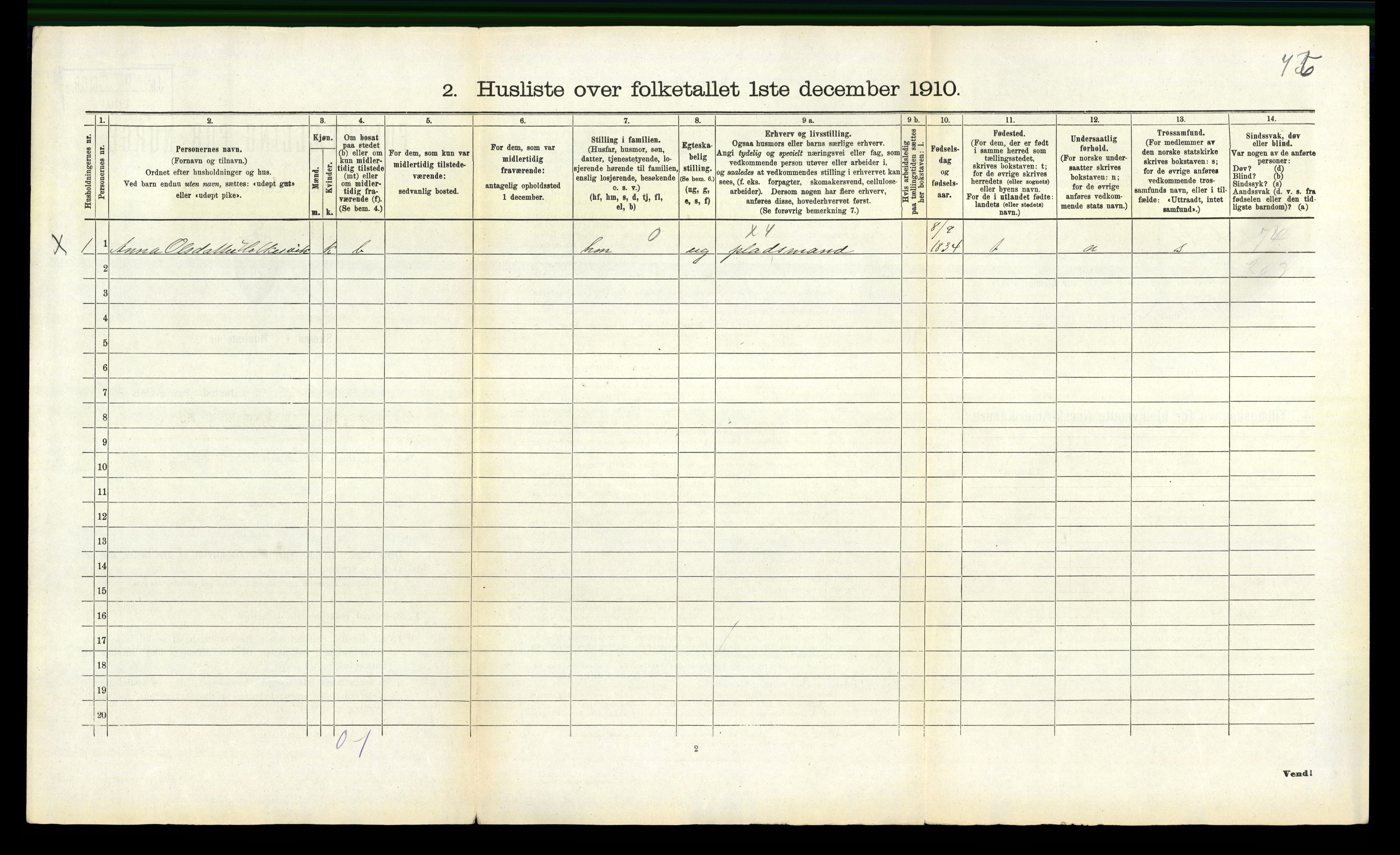 RA, 1910 census for Ulvik, 1910, p. 57