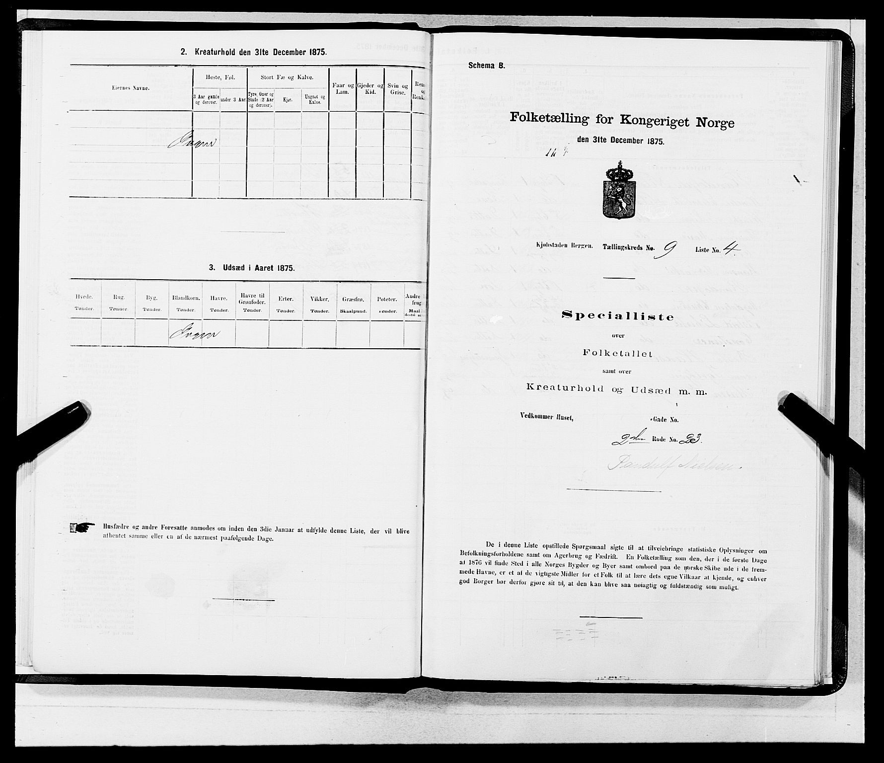 SAB, 1875 census for 1301 Bergen, 1875, p. 422