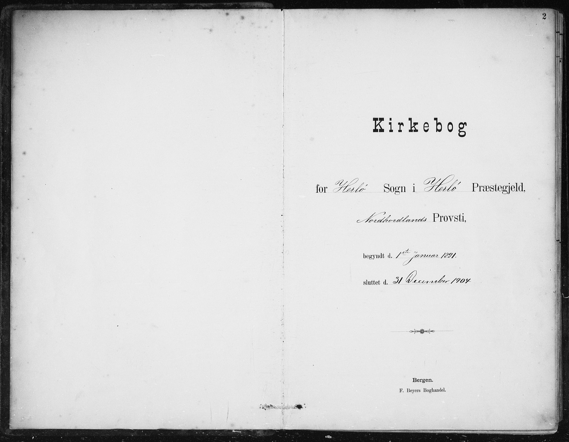 Herdla Sokneprestembete, AV/SAB-A-75701/H/Haa: Parish register (official) no. A 4, 1891-1905, p. 2