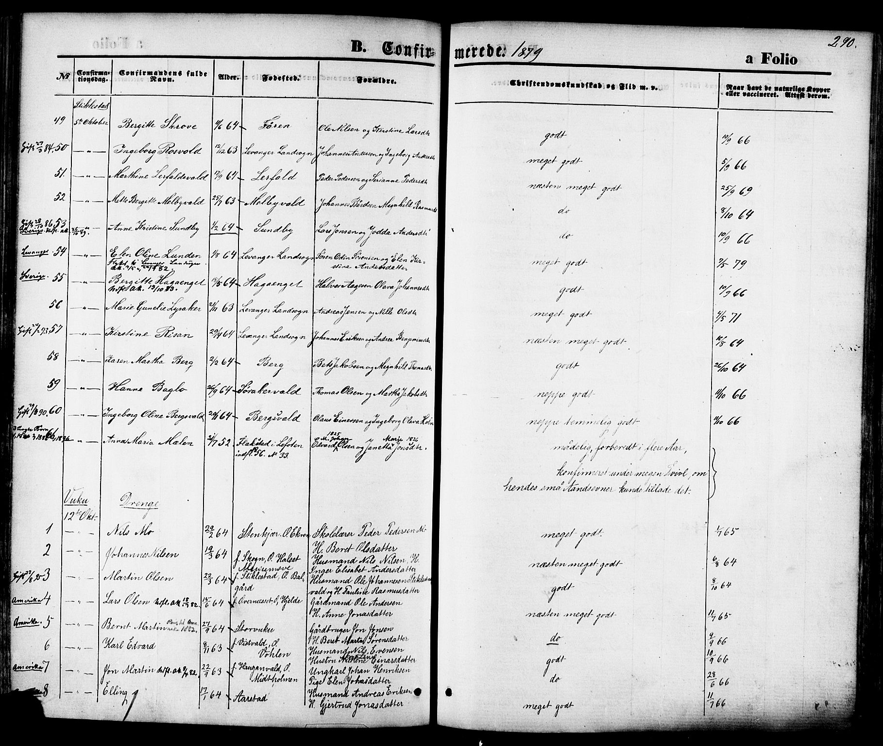 Ministerialprotokoller, klokkerbøker og fødselsregistre - Nord-Trøndelag, AV/SAT-A-1458/723/L0242: Parish register (official) no. 723A11, 1870-1880, p. 290