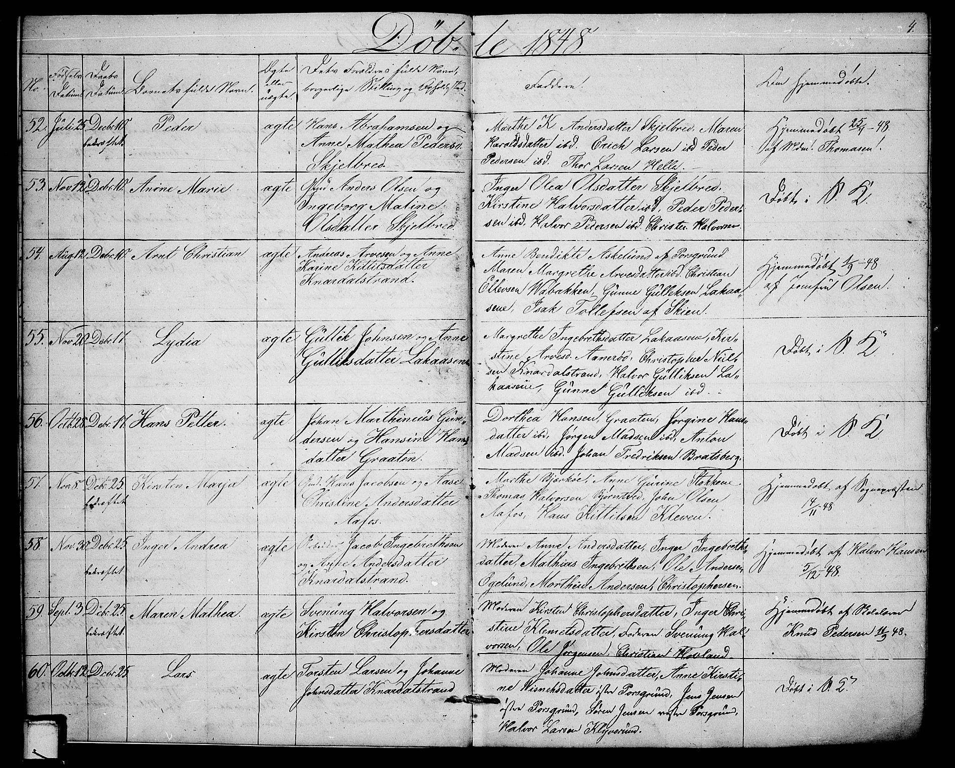 Solum kirkebøker, SAKO/A-306/G/Ga/L0003: Parish register (copy) no. I 3, 1848-1859, p. 4