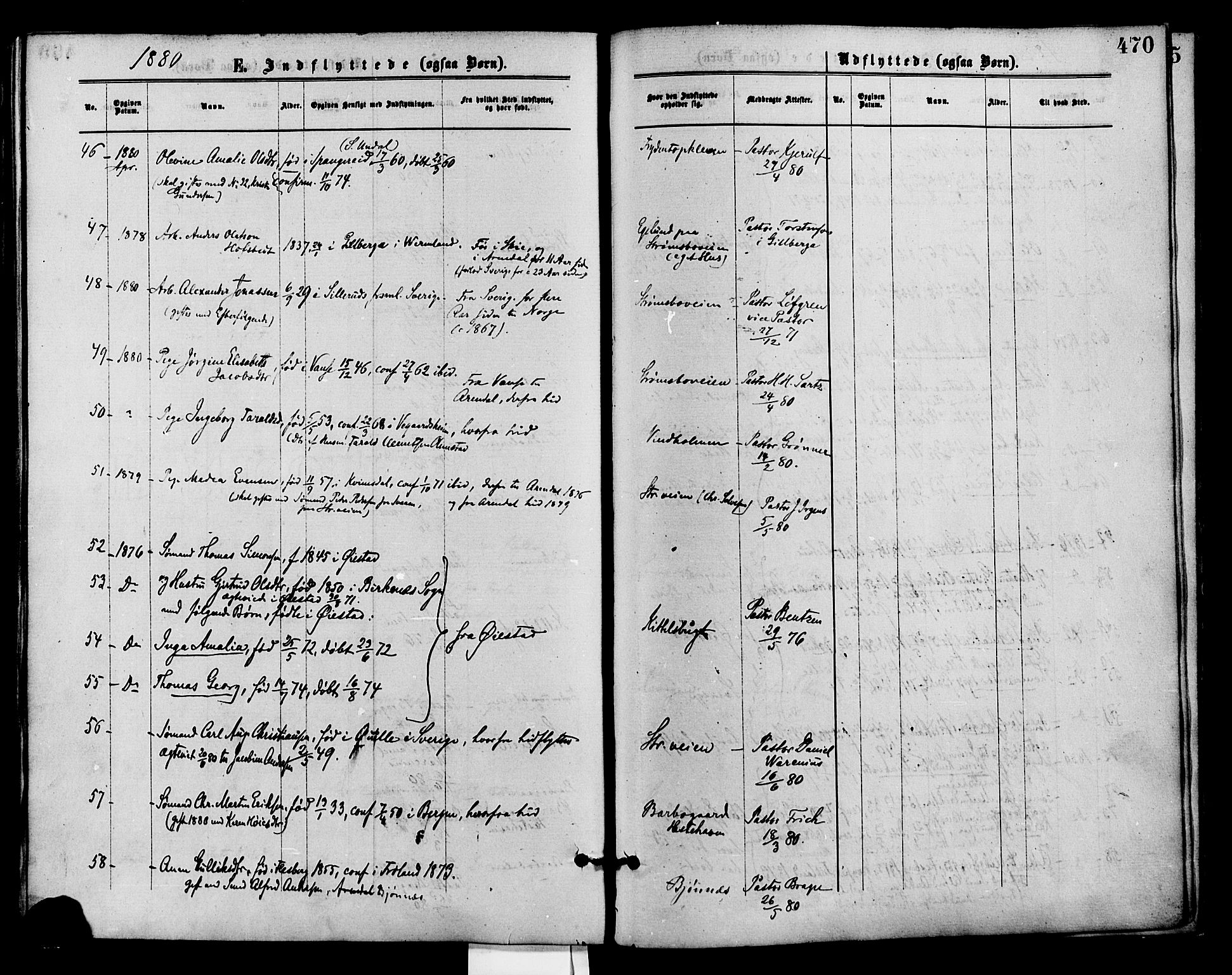 Barbu sokneprestkontor, AV/SAK-1111-0003/F/Fa/L0001: Parish register (official) no. A 1 /1, 1878-1883, p. 470