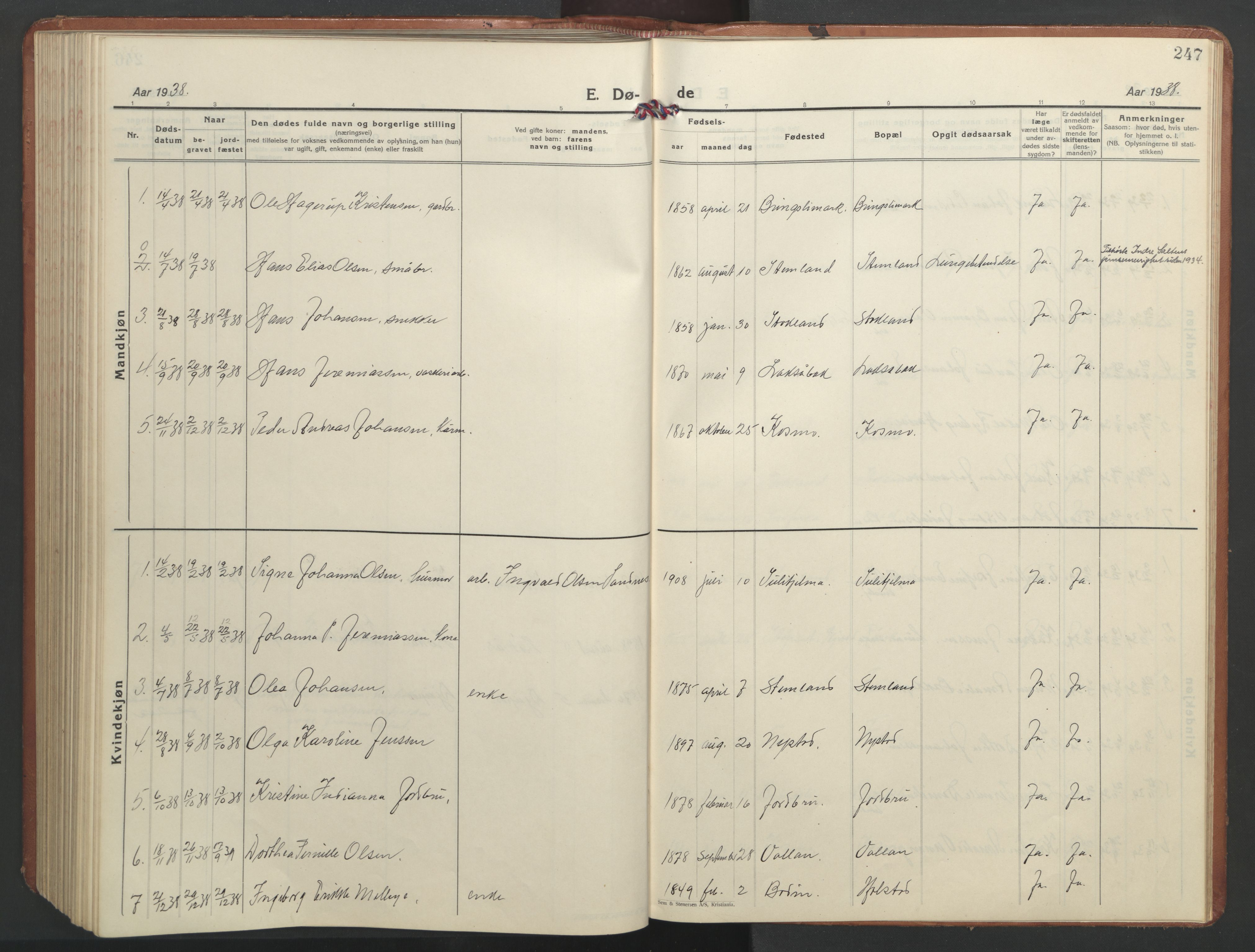 Ministerialprotokoller, klokkerbøker og fødselsregistre - Nordland, AV/SAT-A-1459/851/L0727: Parish register (copy) no. 851C02, 1925-1948, p. 247