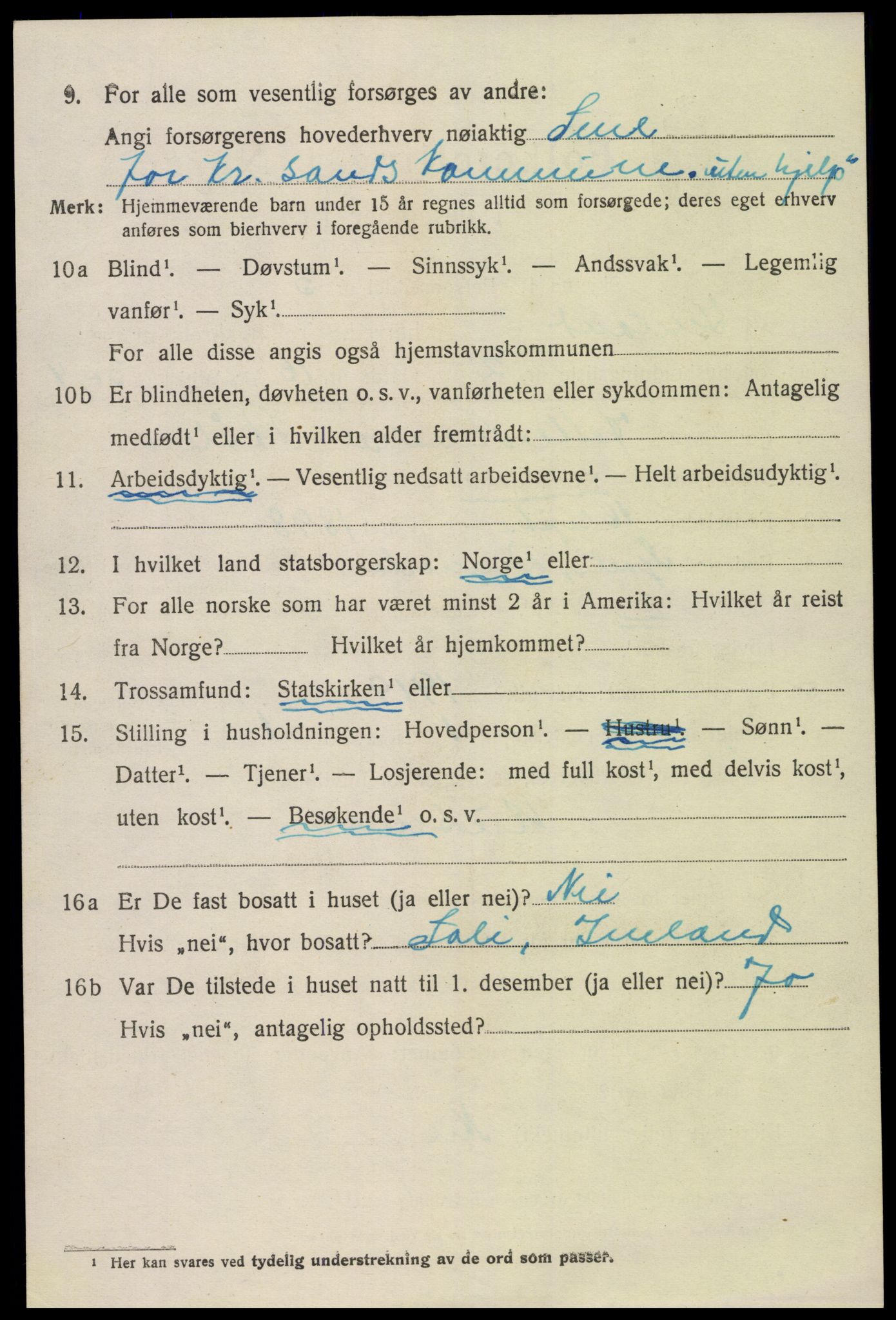 SAK, 1920 census for Iveland, 1920, p. 952